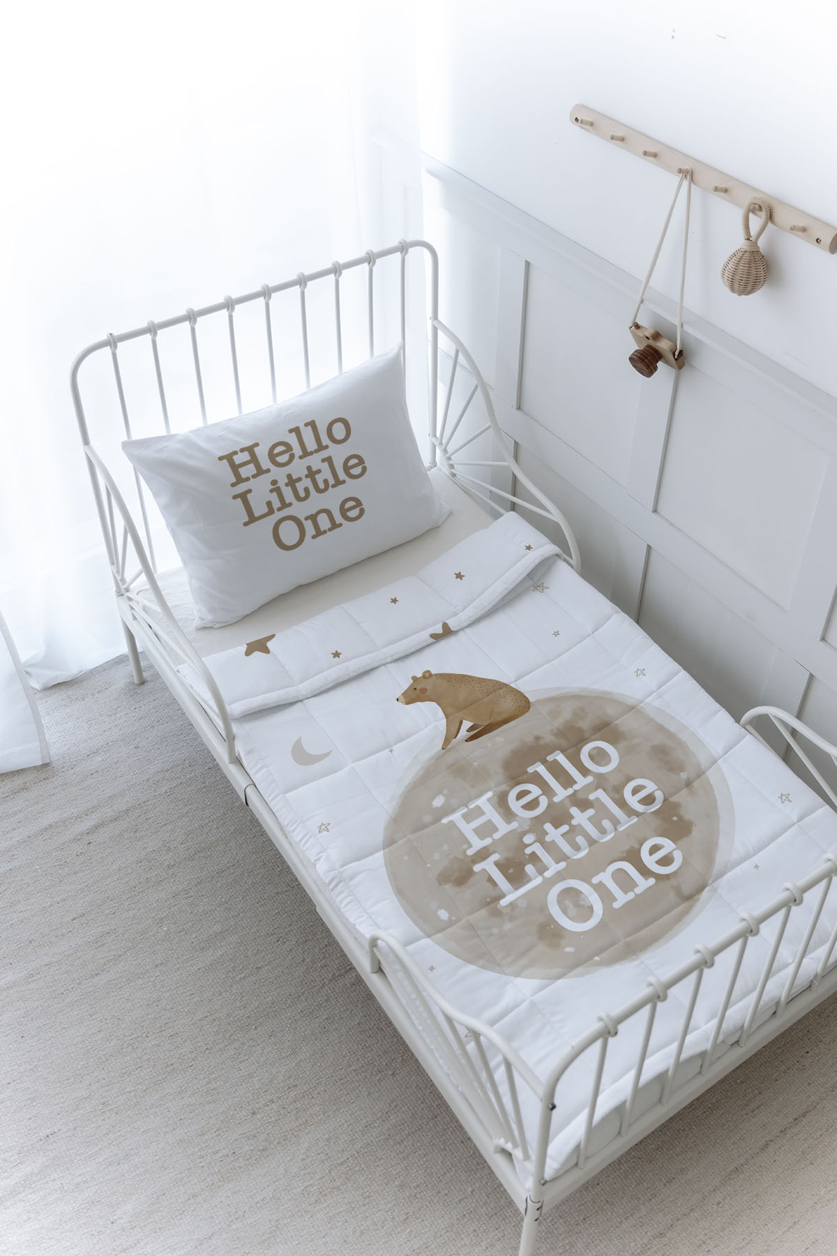 Organik Baskılı Yorgan Seti - Pure Baby Serisi - Hello Bear