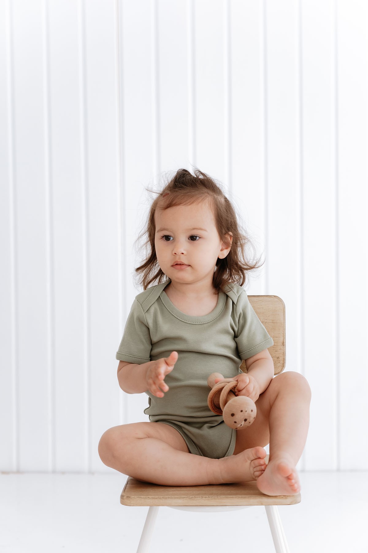 Kısa Kollu Bebek Body - Pureline Series - Haki