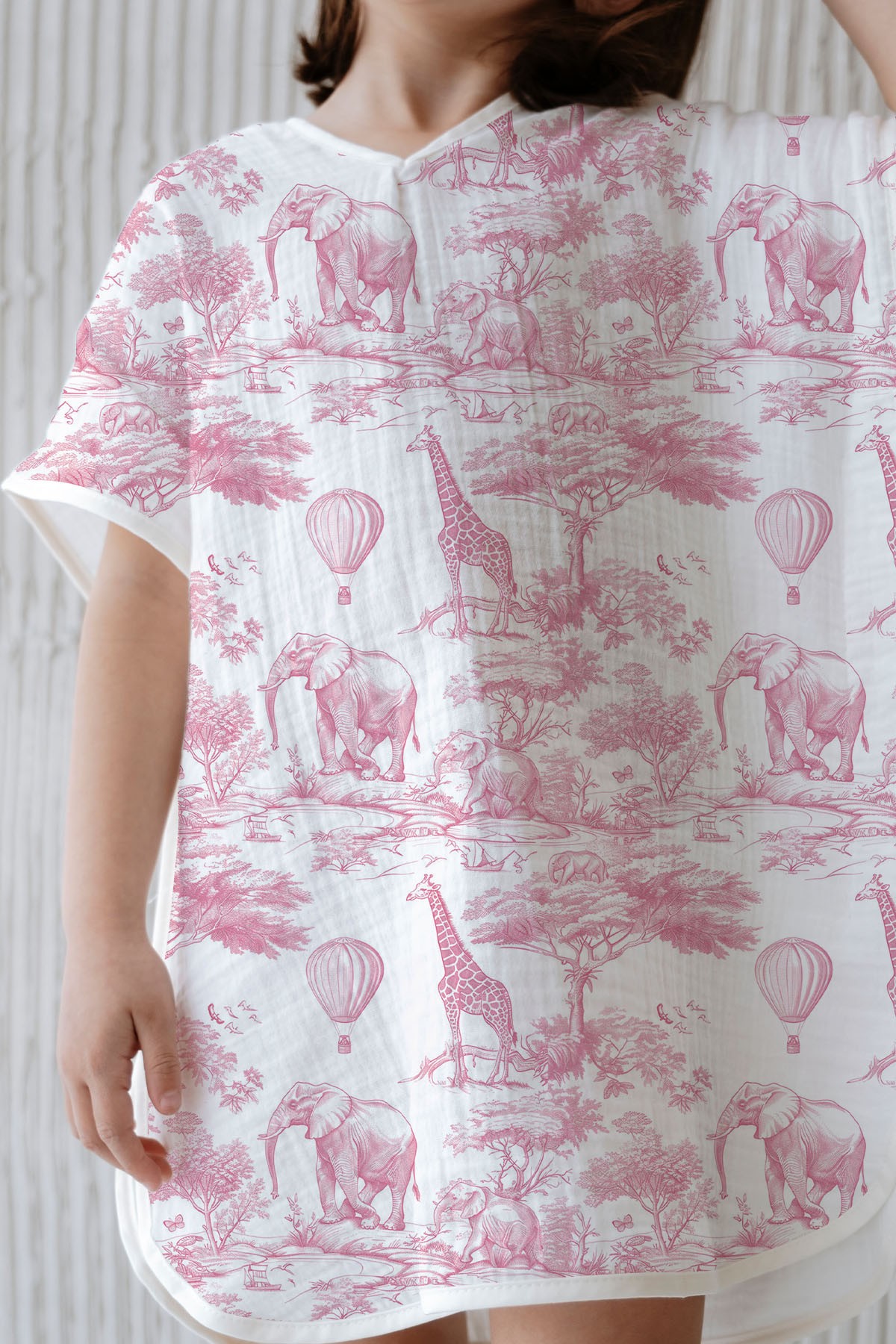 4 Kat Müslin Panço - Pink Toile De Jouy