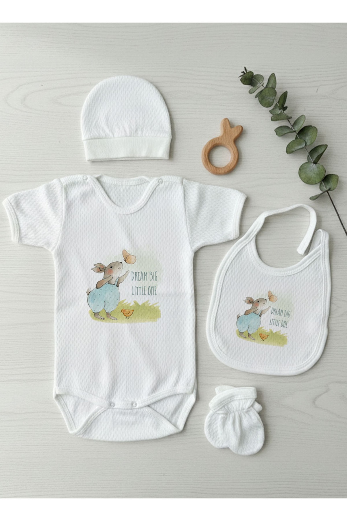 Jakarlı Body Seti - For Baby - Kelebekle Tavşan