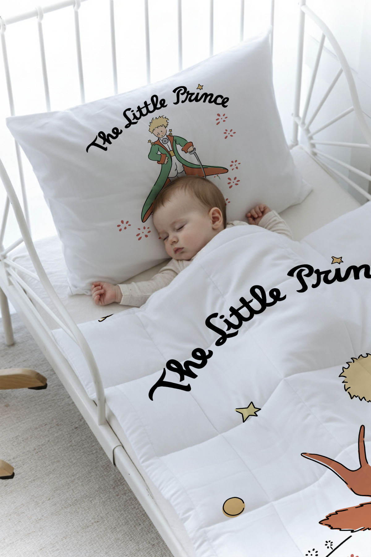 Organik Baskılı Yorgan Seti - Pure Baby Serisi - Tilki ve Küçük Prens