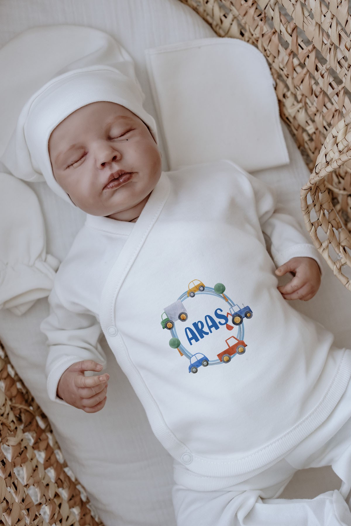 Organik 11'li Hastane Çıkışı - For Baby - Mavi Çemberde Arabalar