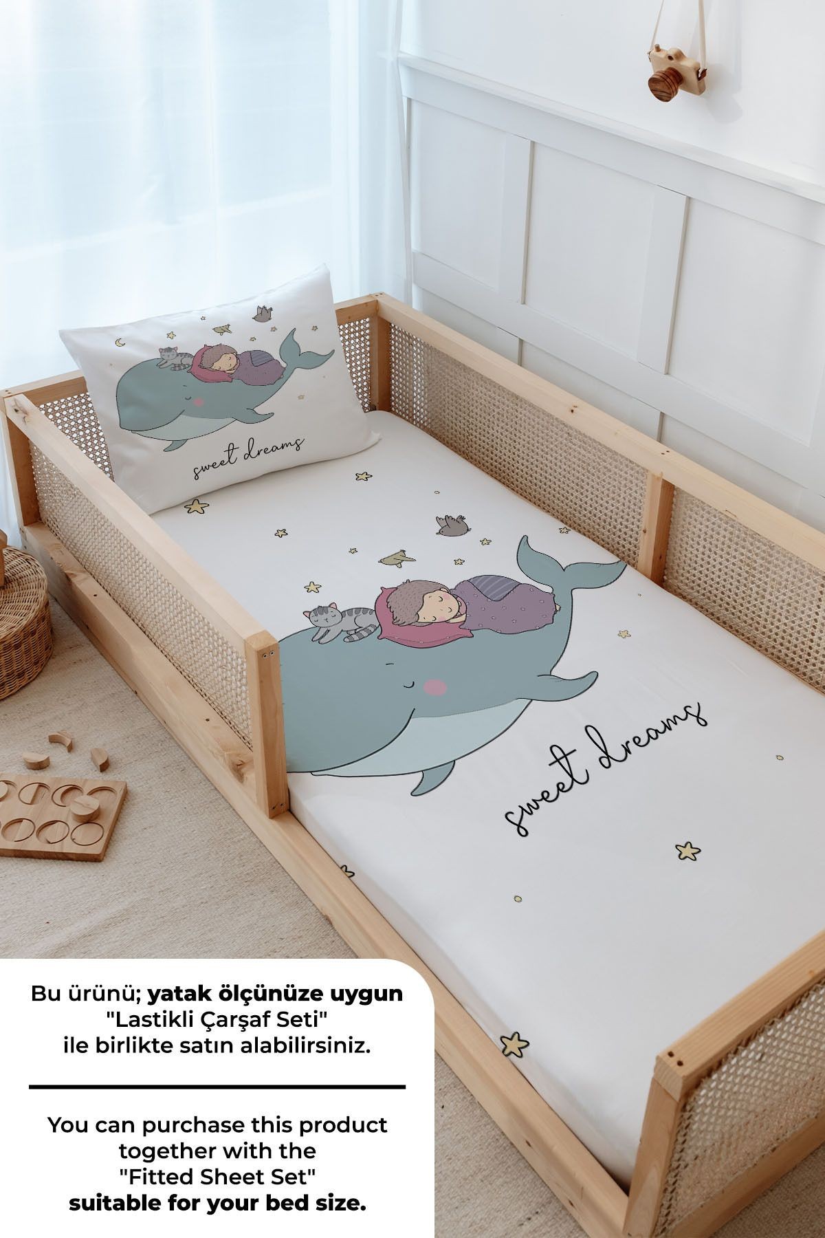 Montessori Nevresim Takımı - Pure Baby Serisi - Balina ve Çocuk