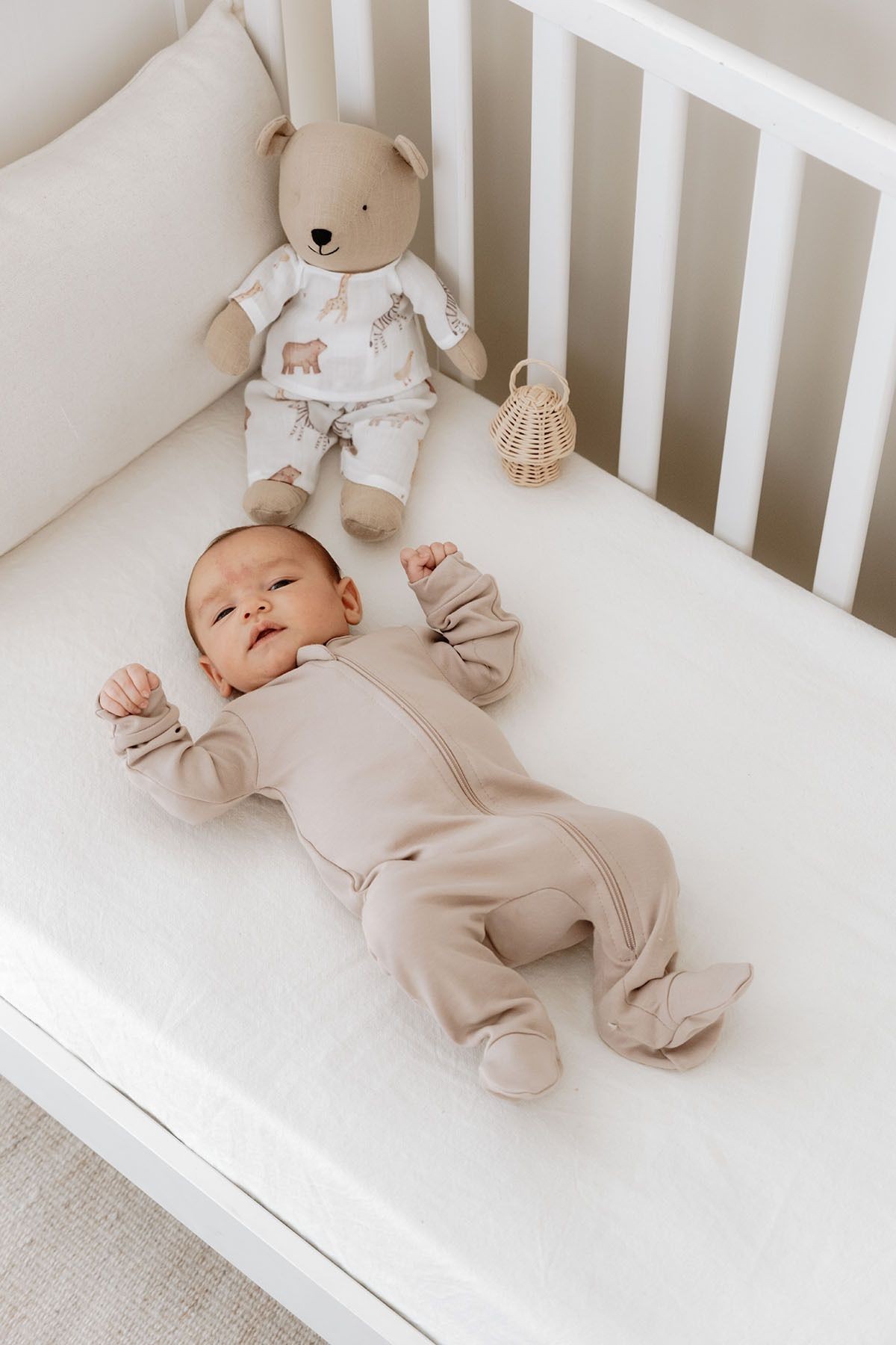 Fermuarlı Patikli Bebek Tulumu - Pureline Series - Kahverengi