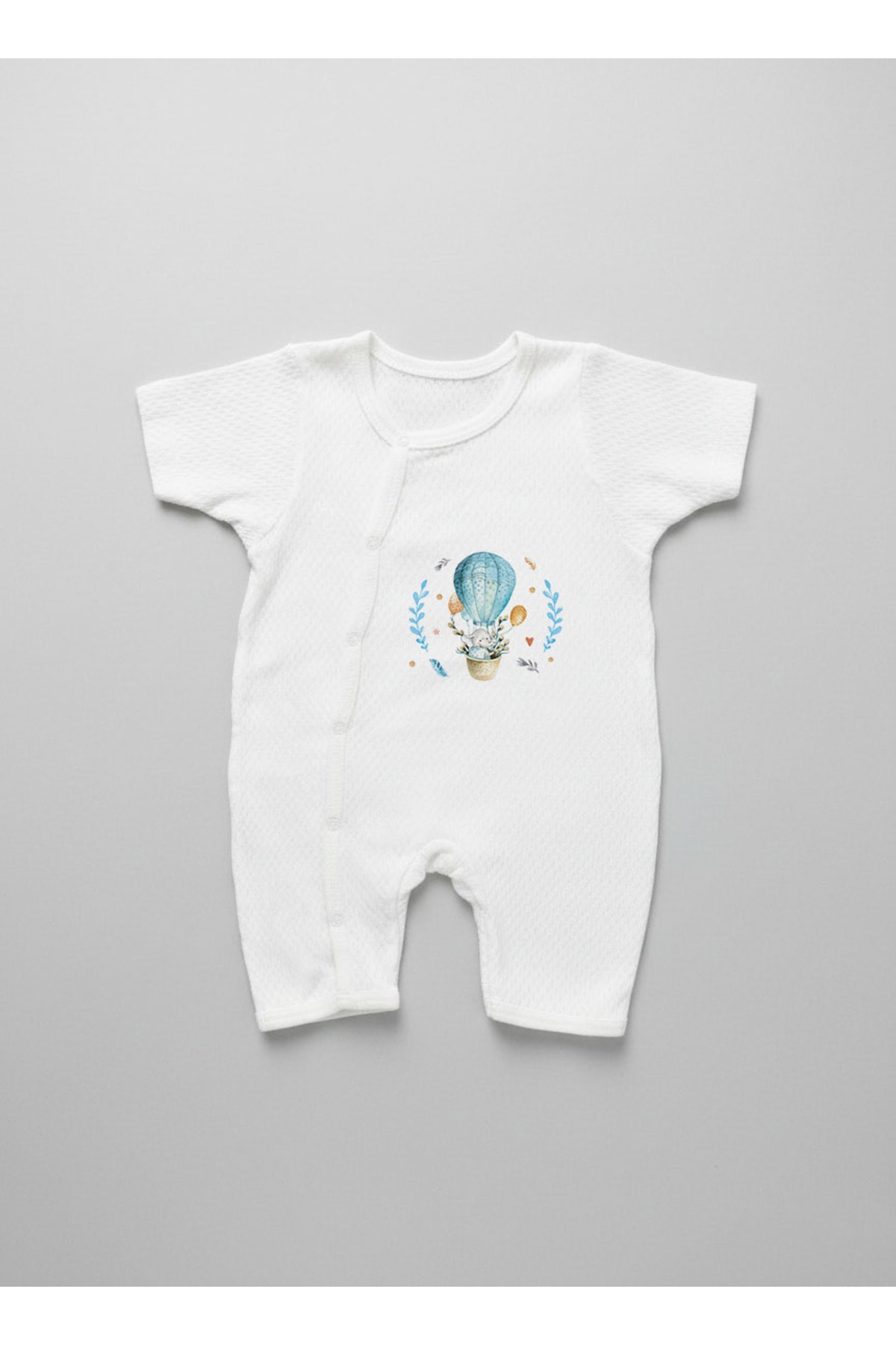 Jakarlı Romper Body - For Baby - Mavi Balonda Fil