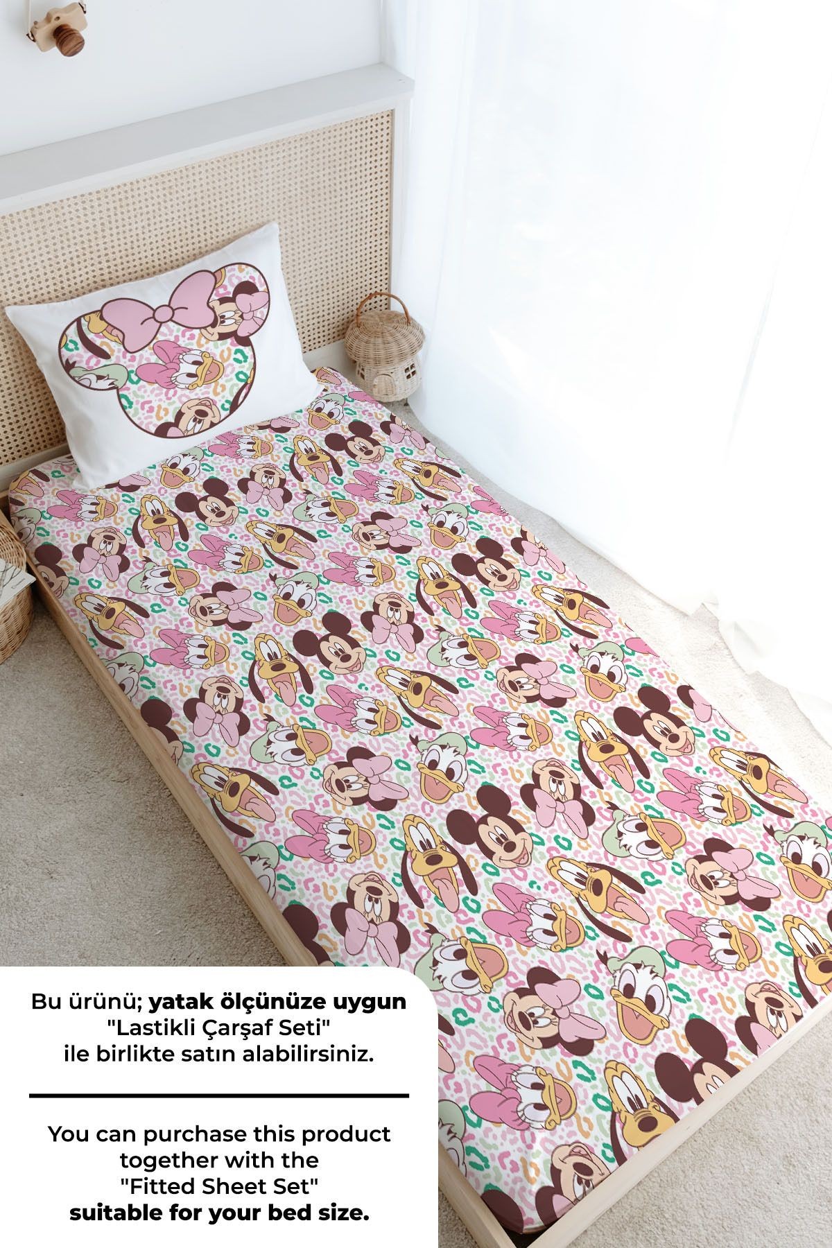 Tek Kişilik Nevresim Takımı (160x220) - Cartoon Serisi - Minnie ve Arkadaşları Pattern