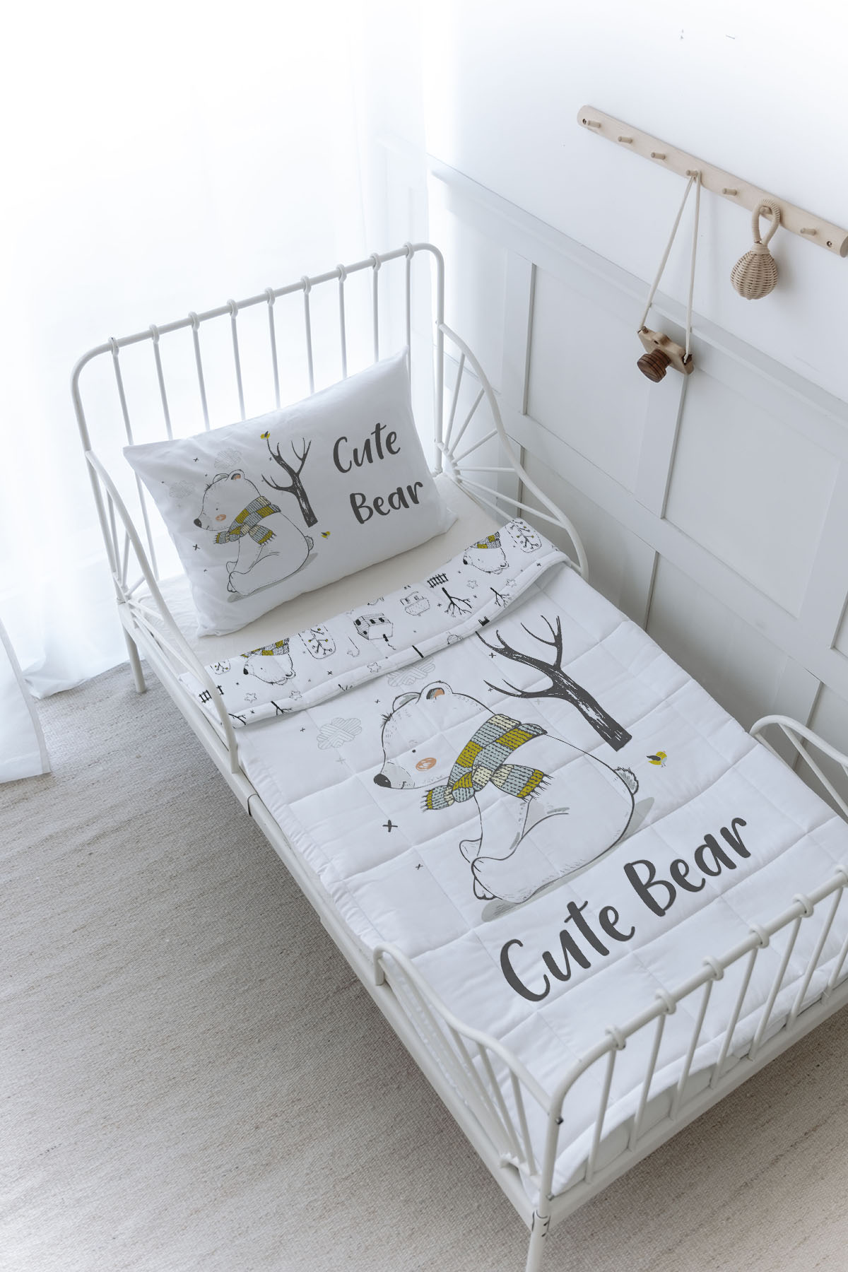 Organik Baskılı Yorgan Seti - For Baby Serisi - Atkılı Kutup Ayısı