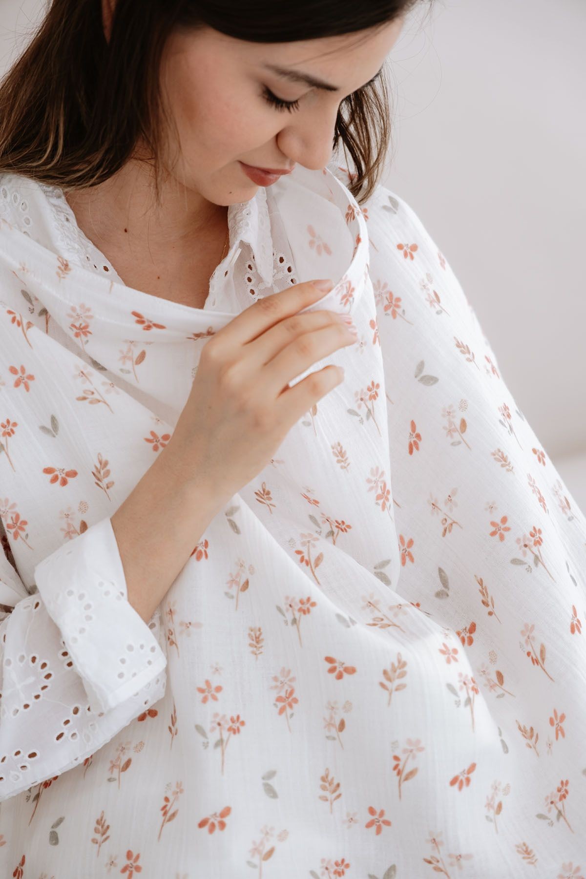Müslin Emzirme Örtüsü - Pureline Series - Soft Bloom