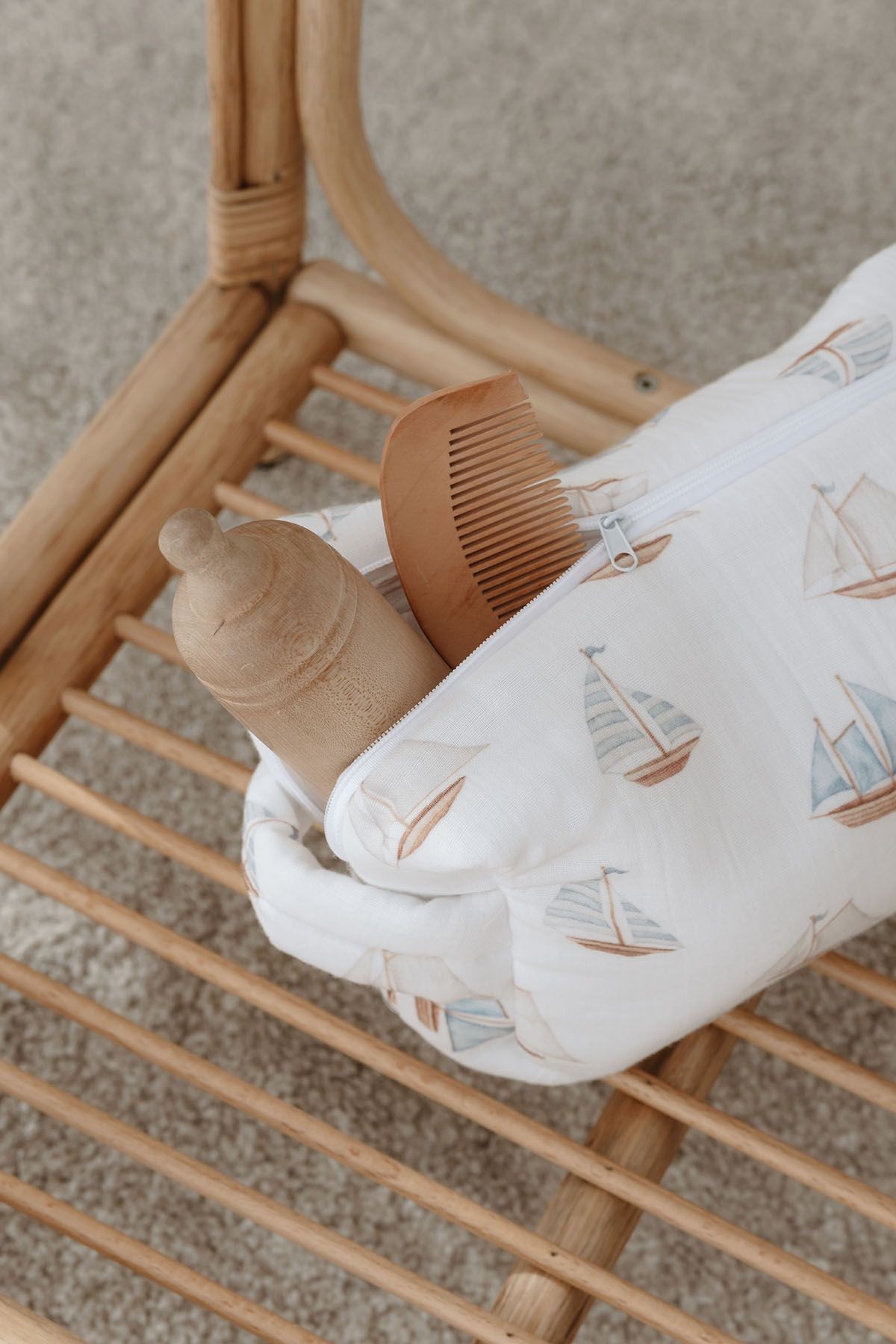 Müslin Bakım Çantası - Pureline Series - Sail Boats