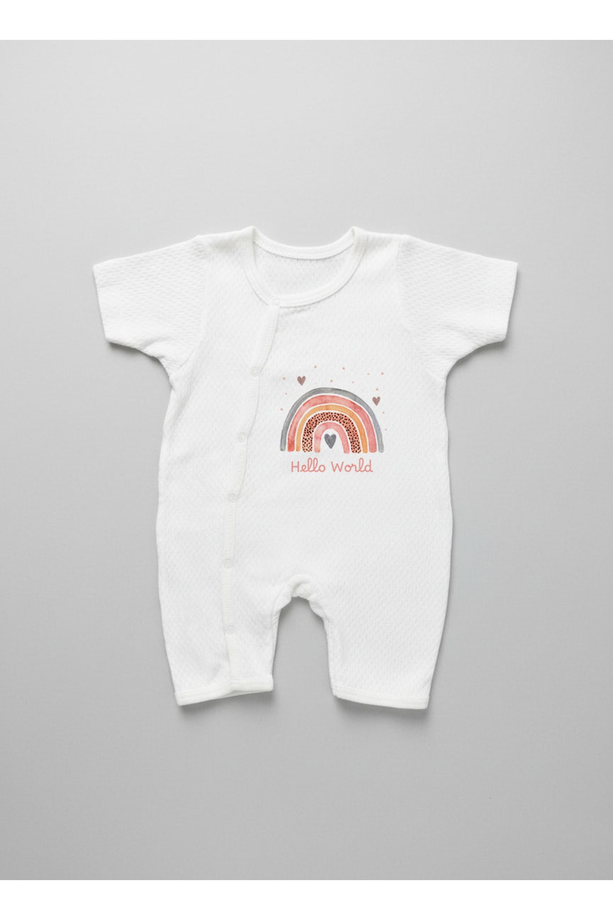 Jakarlı Romper Body - For Baby - Somon Gökkuşağı