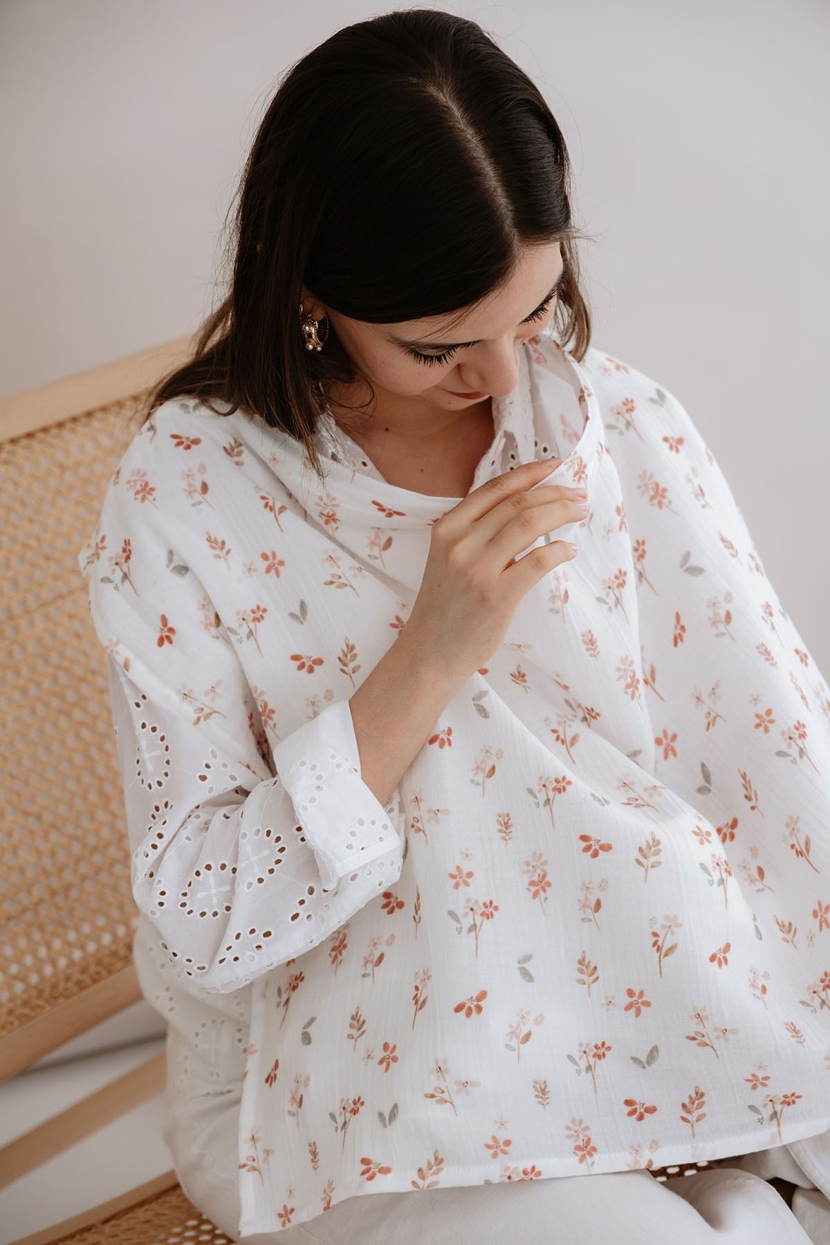 Müslin Emzirme Örtüsü - Pureline Series - Soft Bloom