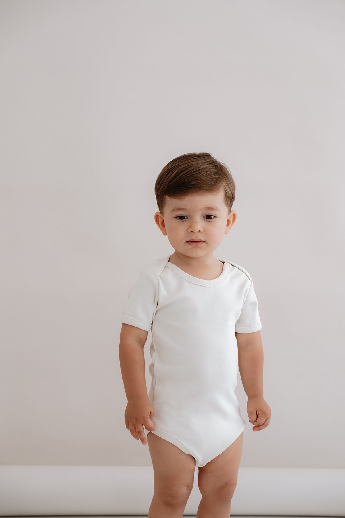 Kısa Kollu Bebek Body - Pureline Series - Taş Rengi