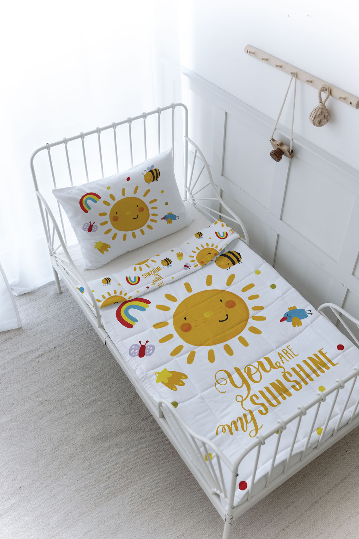 Organik Baskılı Yorgan Seti - For Baby Serisi - Gülen Pastel Güneş