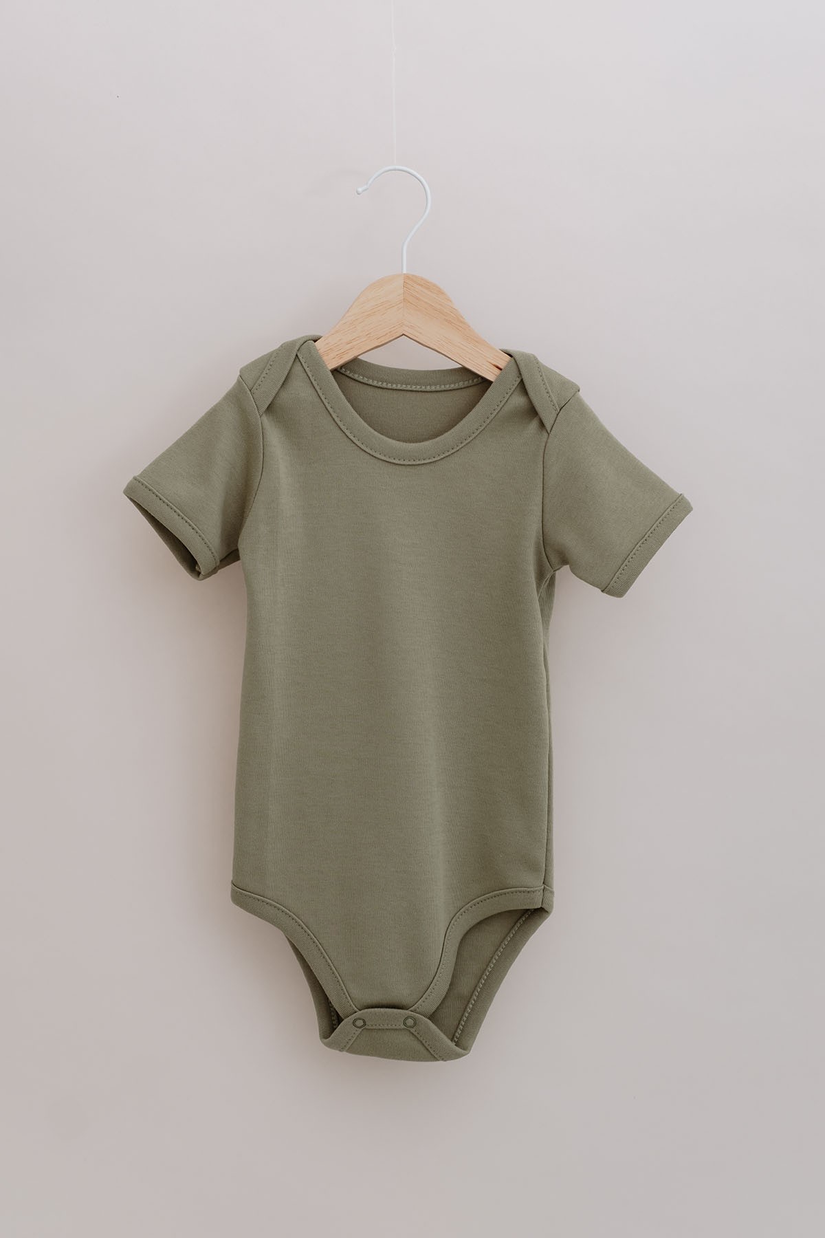 Kısa Kollu Bebek Body - Pureline Series - Haki