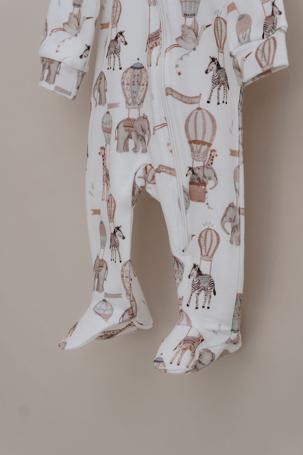 Fermuarlı Patikli Bebek Tulumu - Pureline Series - Dreamland Safari
