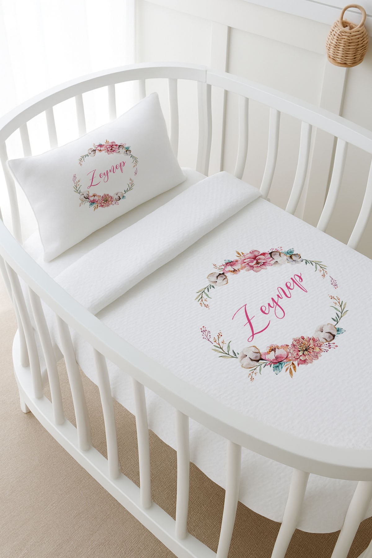 Pike Takımı - For Baby - Pamuk ve Pembe Çiçekli Çember