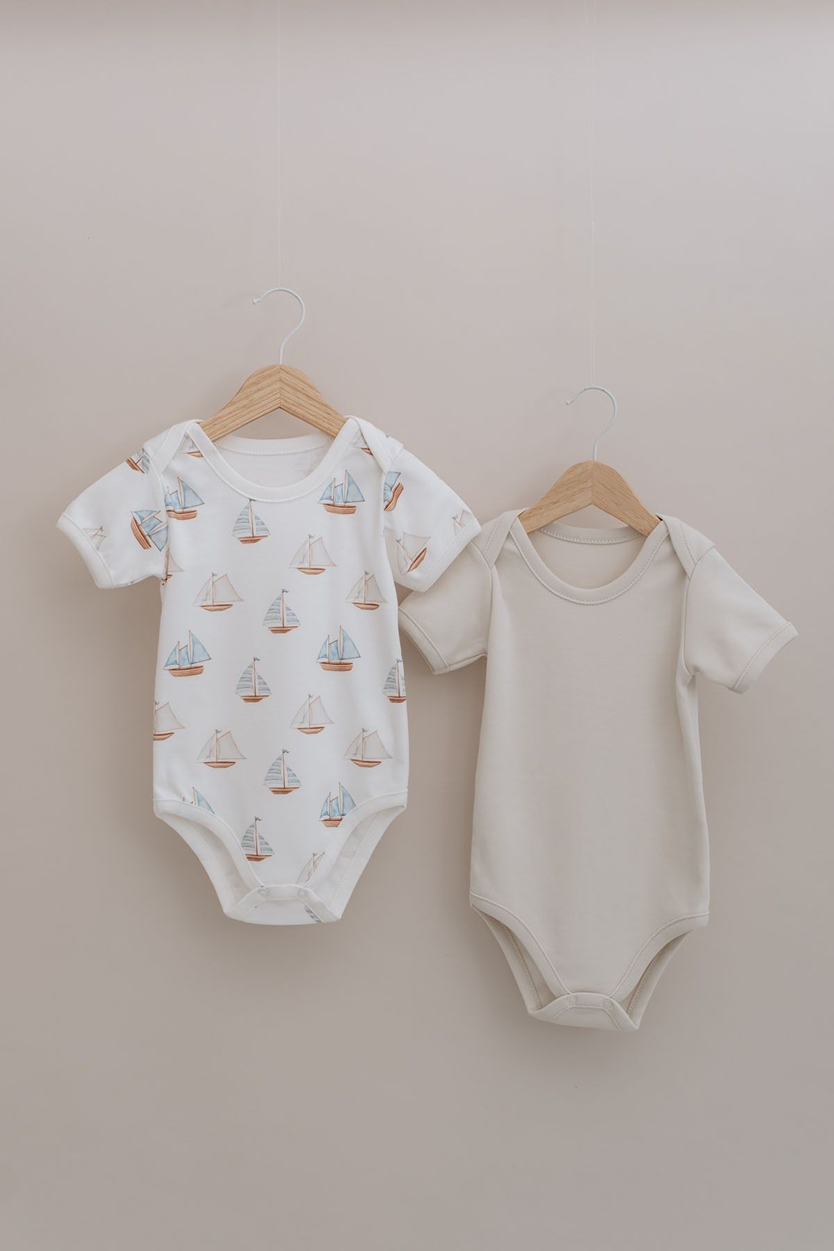 Kısa Kollu Bebek Body - Pureline Series - Taş Rengi