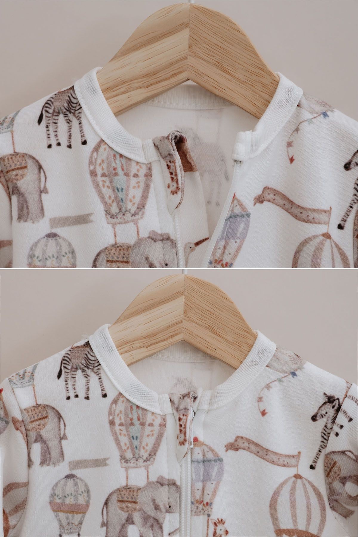 Fermuarlı Patikli Bebek Tulumu - Pureline Series - Dreamland Safari