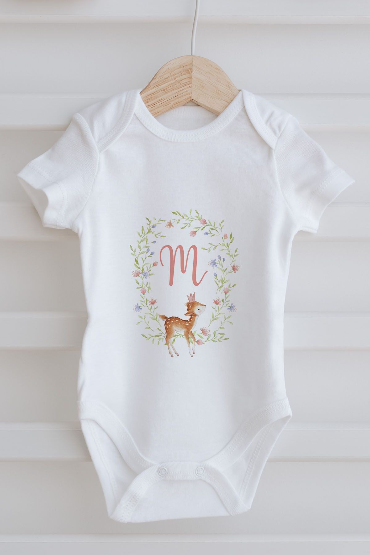 3'lü Bebek Body - Little Deer Series  - M Harfi