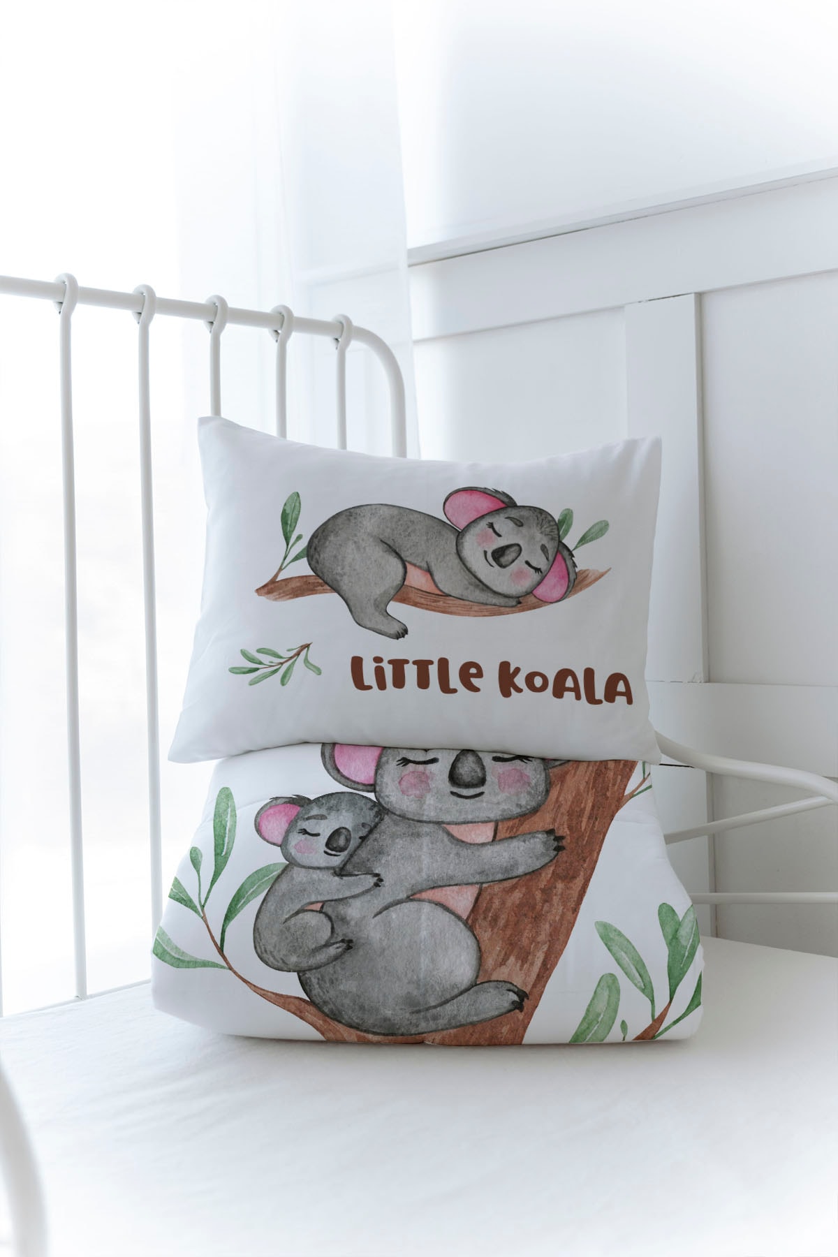 Organik Baskılı Yorgan Seti - For Baby Serisi - Anne ve Yavru Koala