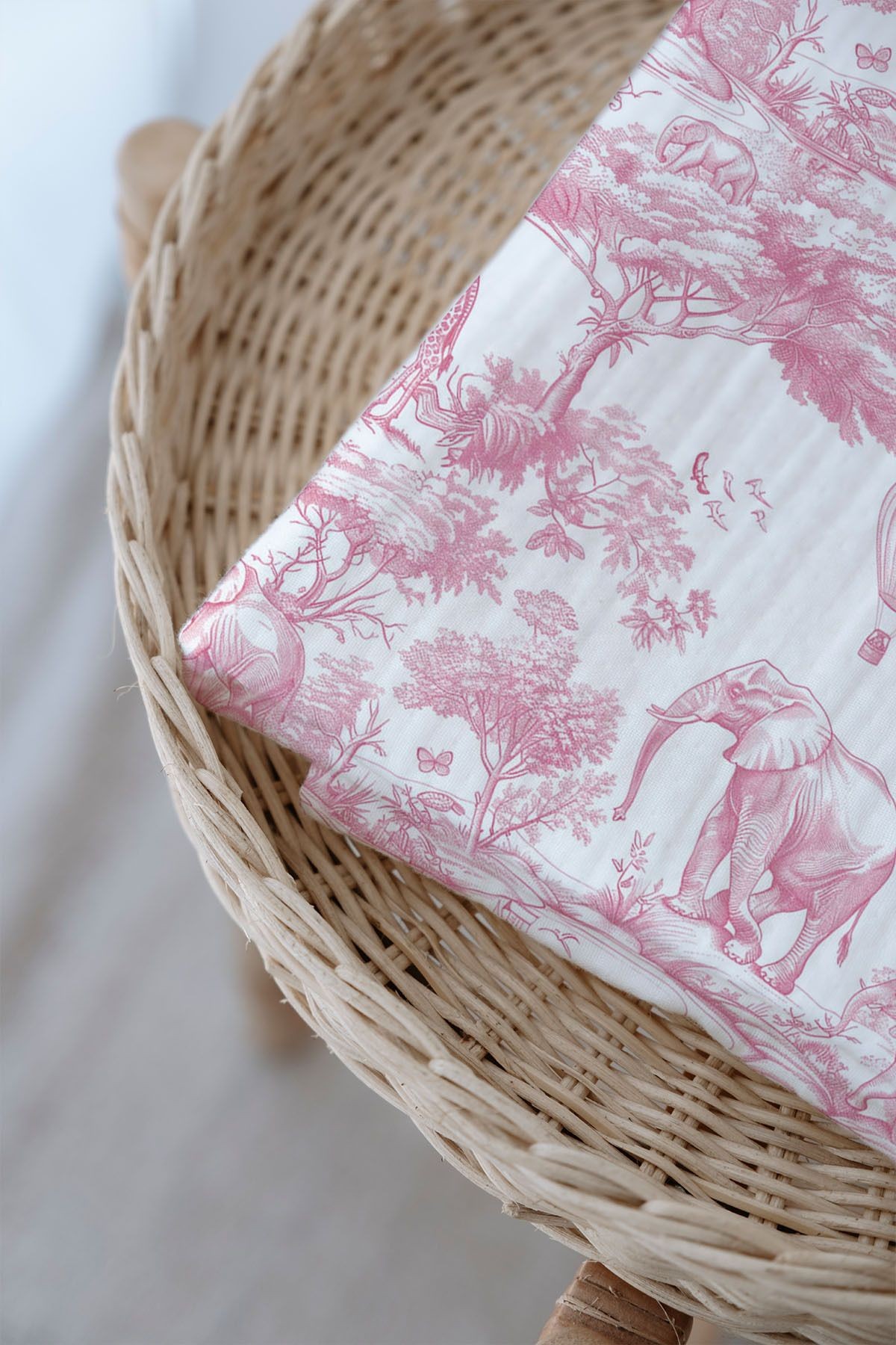 4 Kat Müslin Battaniye (100x120) - Pink Toile De Jouy