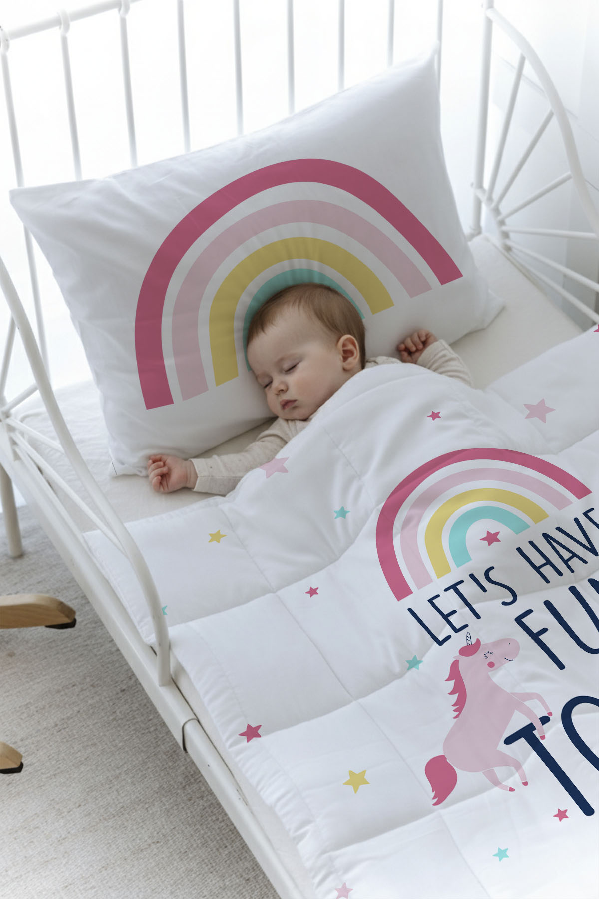 Organik Baskılı Yorgan Seti - Pure Baby Serisi - Unicorn Fun