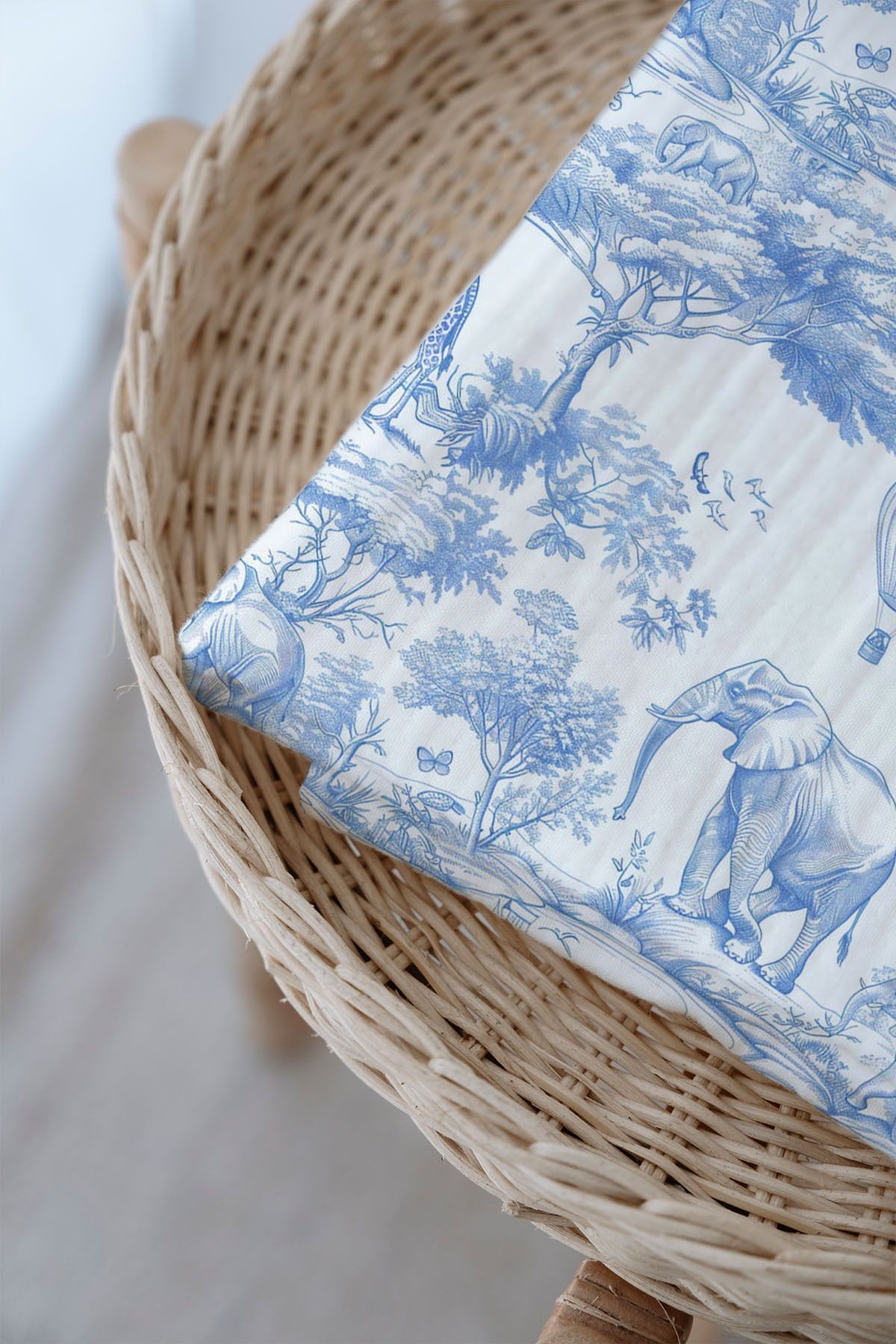 4 Kat Müslin Battaniye (100x120) - Blue Toile De Jouy