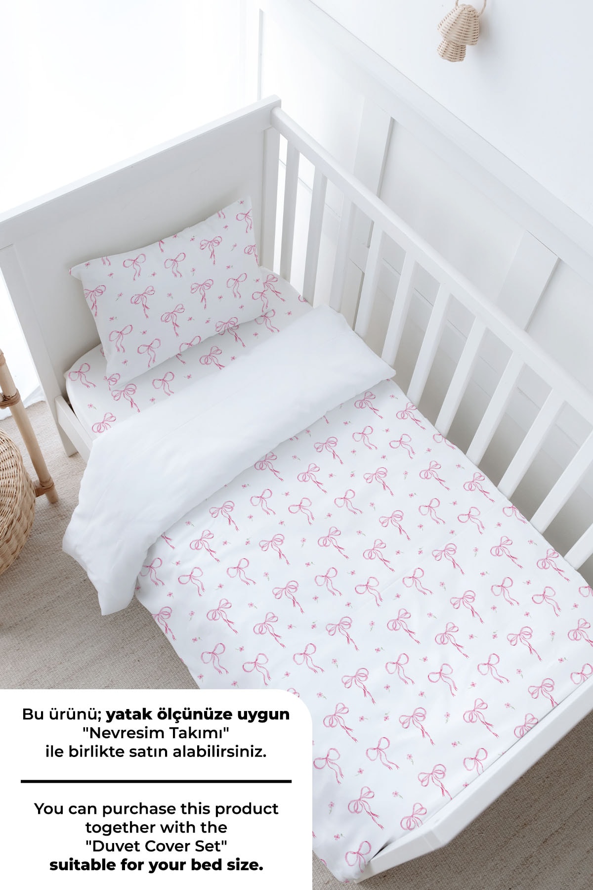 Bebek Boy Lastikli Çarşaf Seti - Pureline Series - Dainty Bows