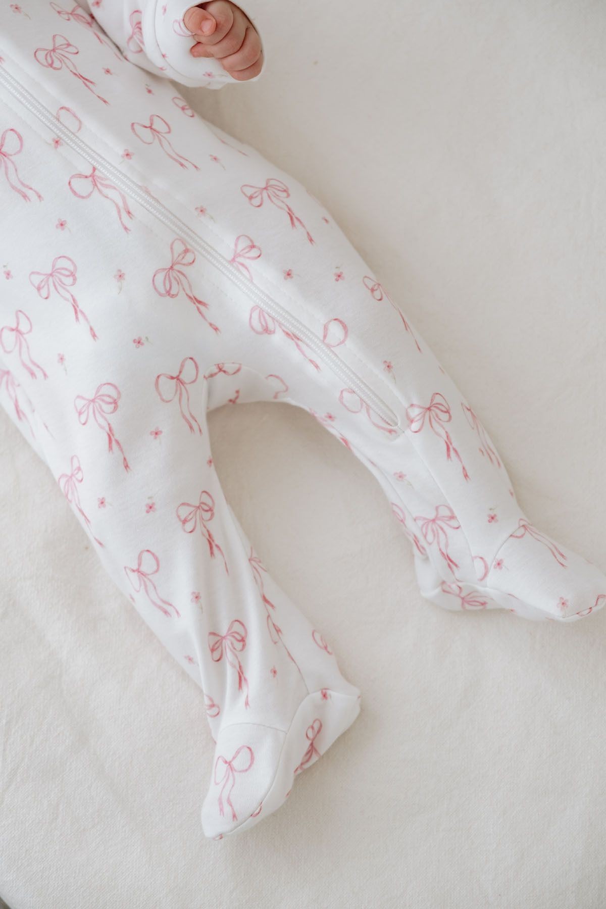 Fermuarlı Patikli Bebek Tulumu - Pureline Series - Dainty Bows