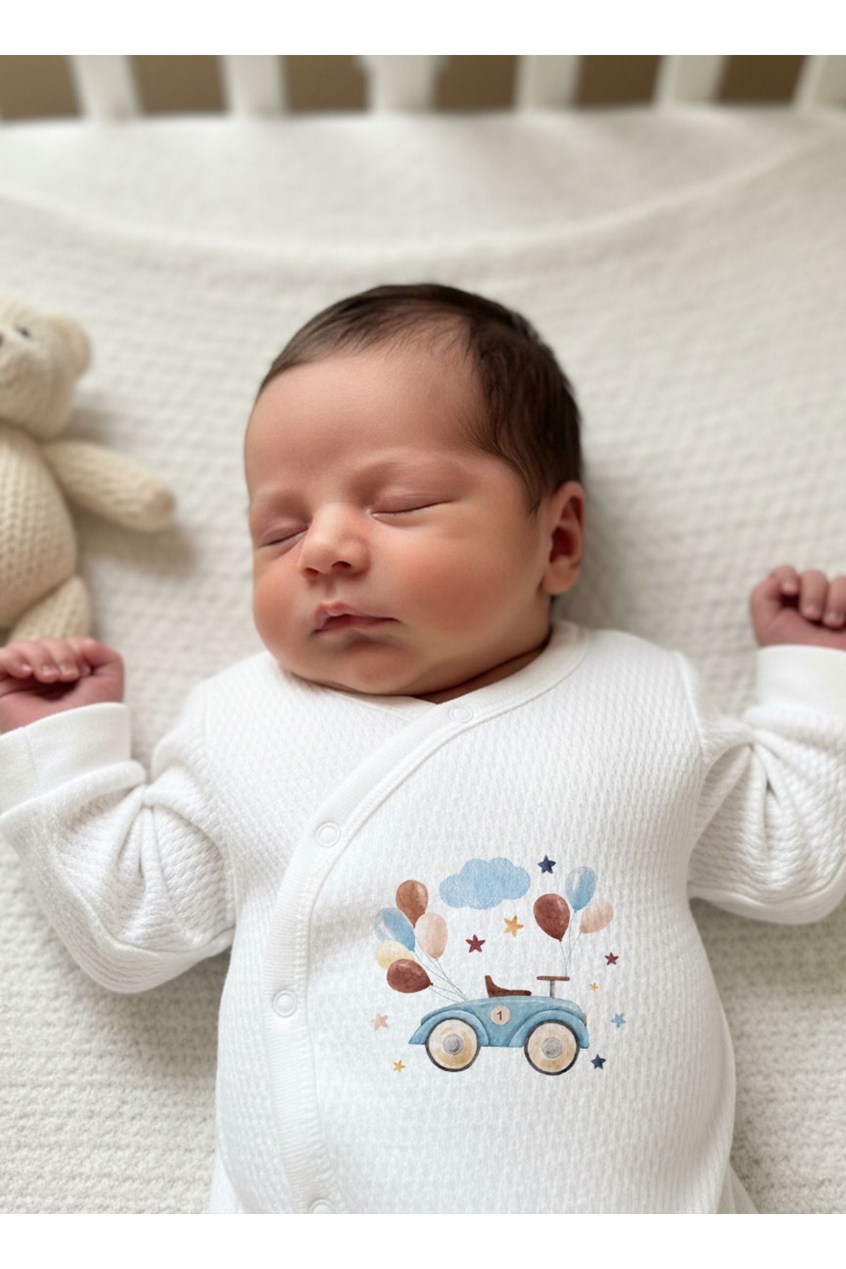 Jakarlı Tulum Şapka Eldiven - For Baby - Balonlu Araba