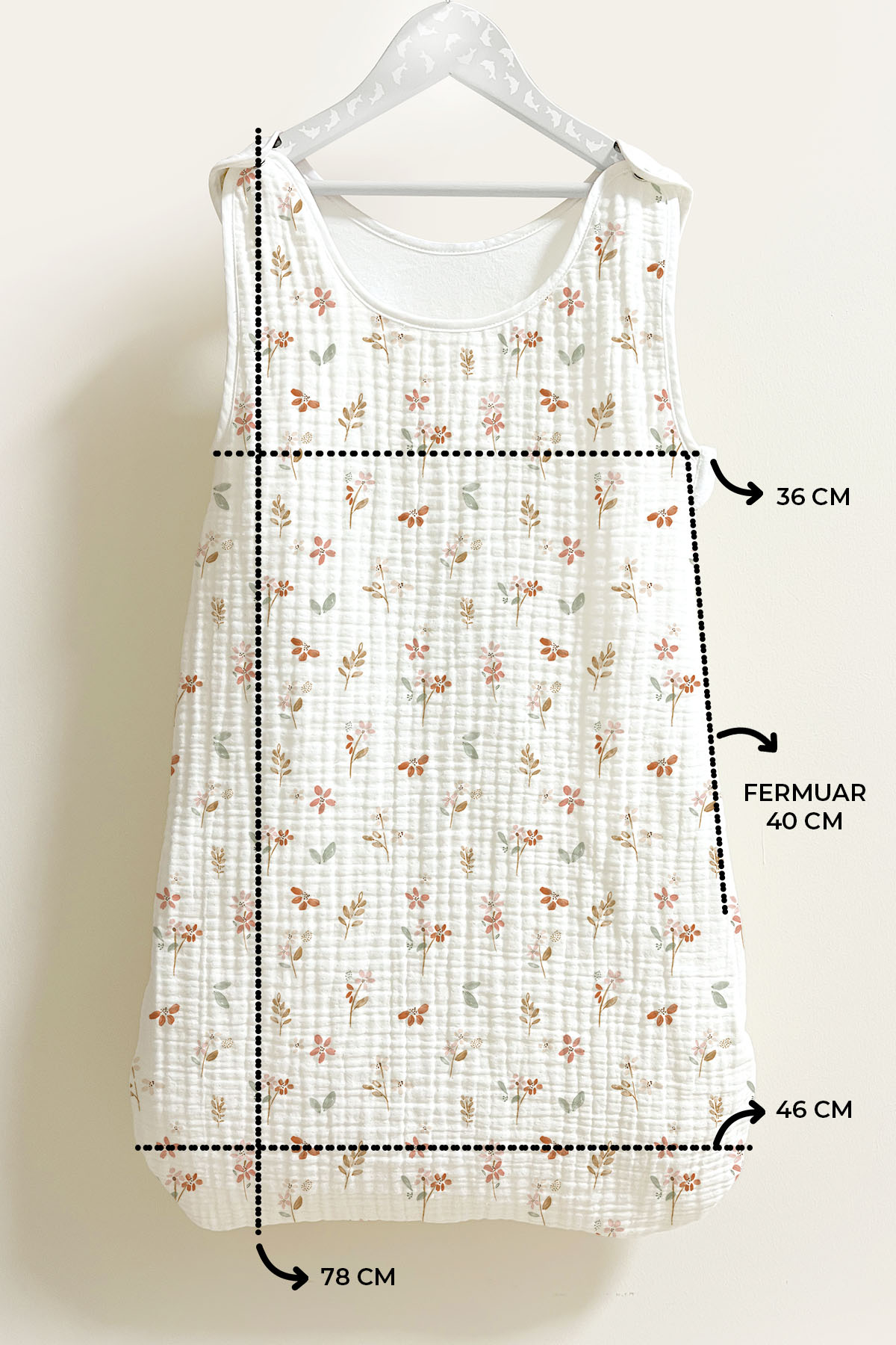 4 Kat Müslin Bebek Uyku Tulumu (0-18 Ay) - Pureline Series - Soft Bloom