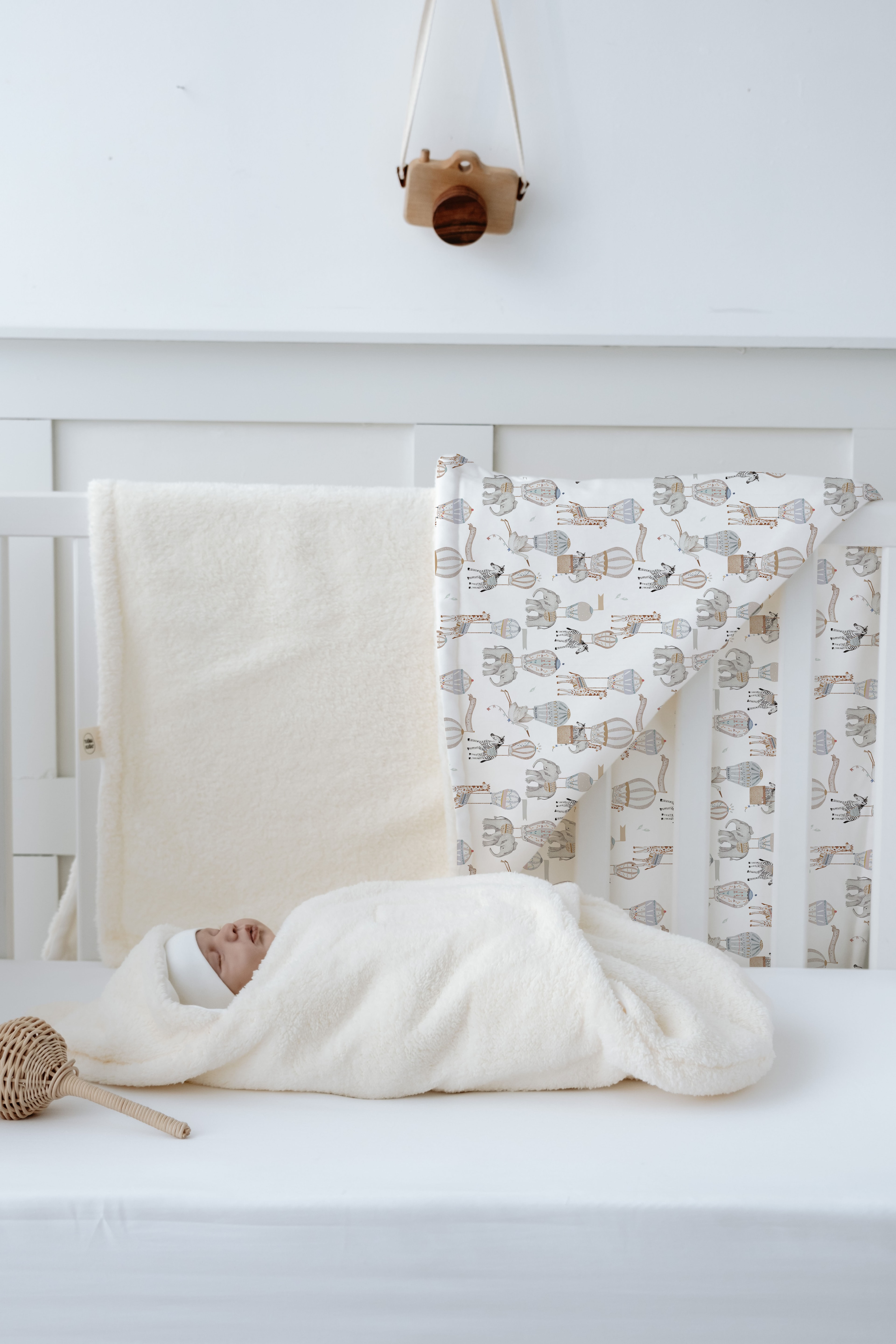 Peluş Kundak Ve Çift Yüz Battaniye - Pureline Series - Dreamland Safari