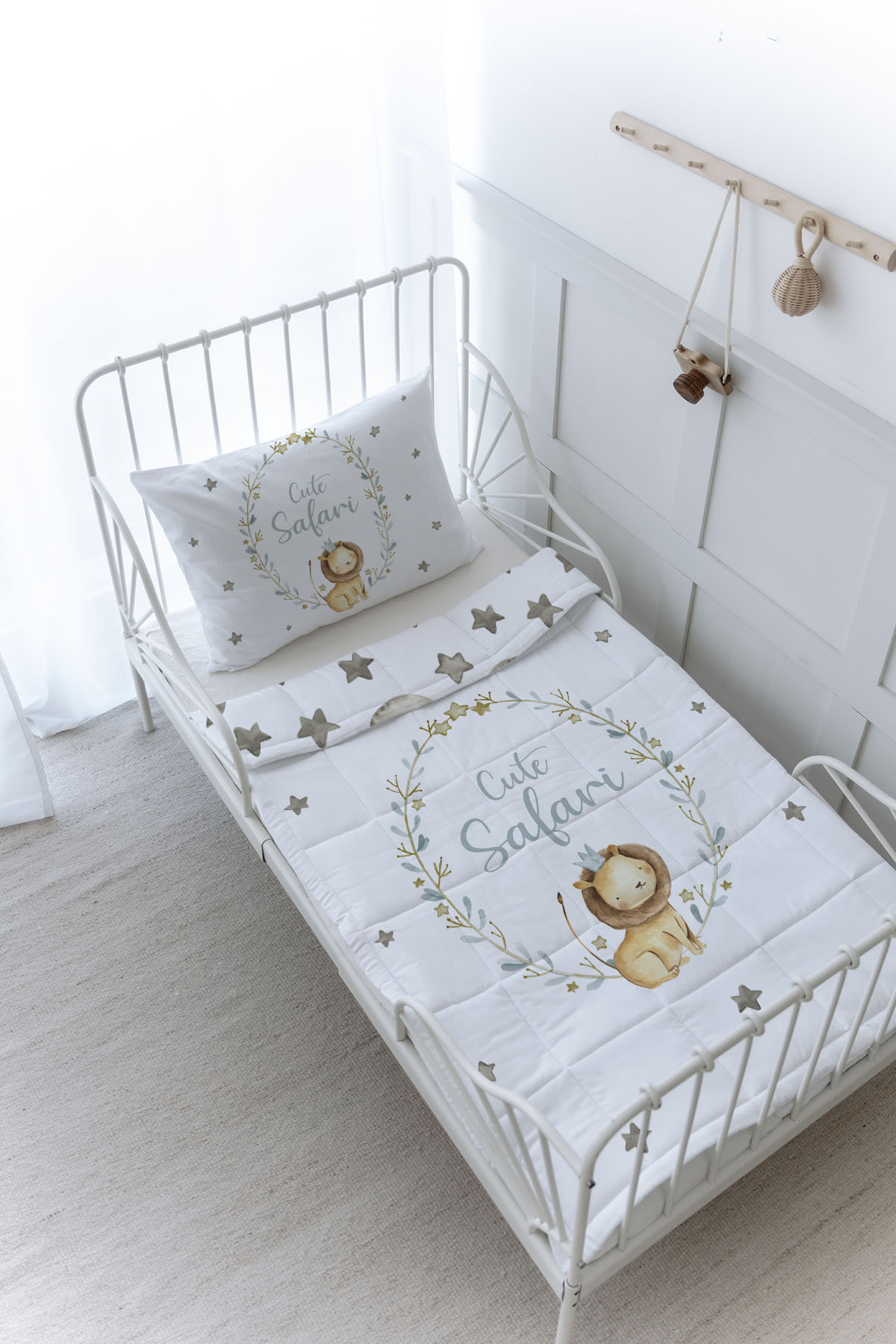 Organik Baskılı Yorgan Seti - For Baby Serisi - Aslanlı Çember