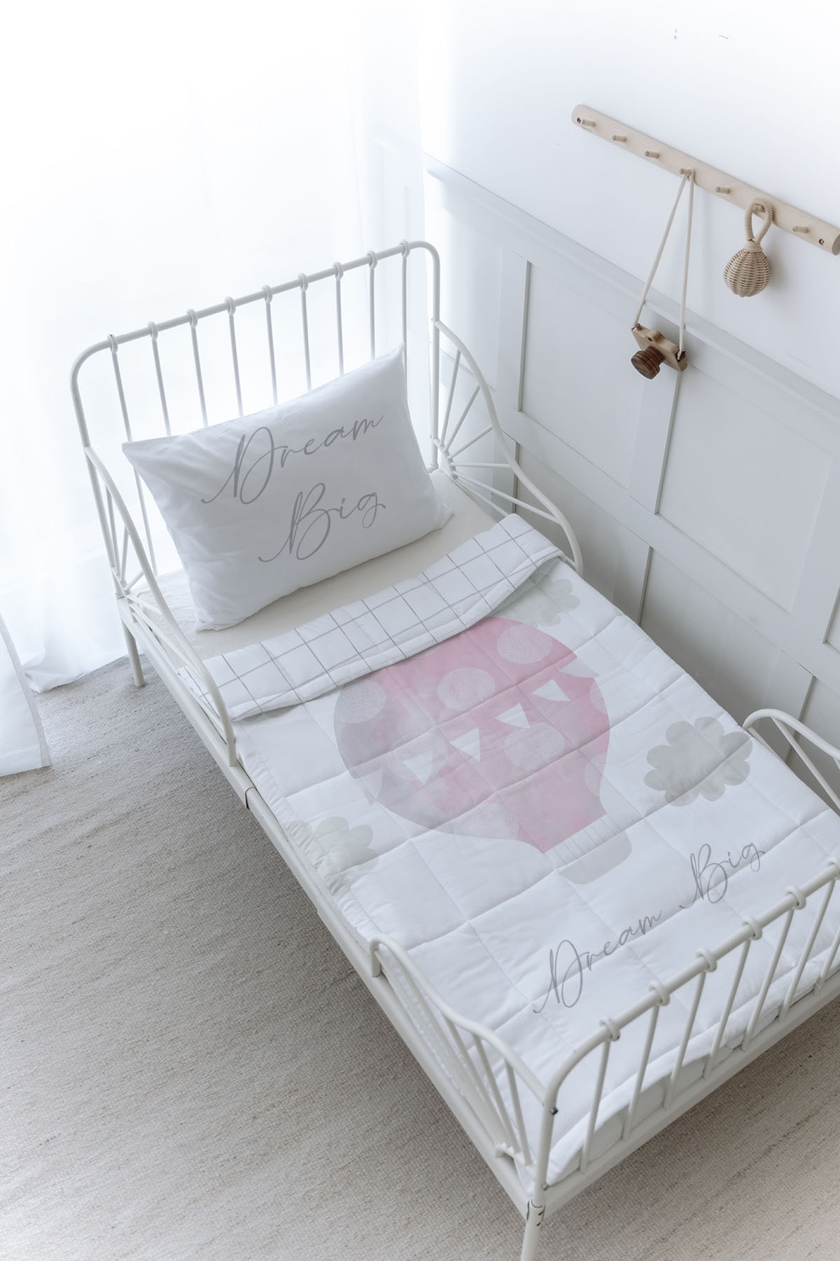 Organik Baskılı Yorgan Seti - Pure Baby Serisi - Bulutlu Pembe Hava Balonu
