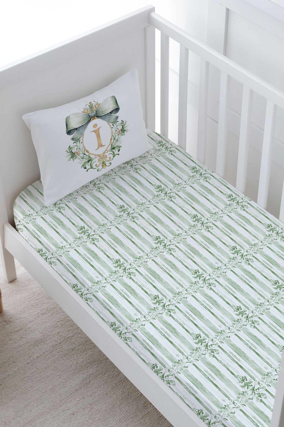 Bebek Boy Nevresim Takımı - Green Royal Series - İ Harfi