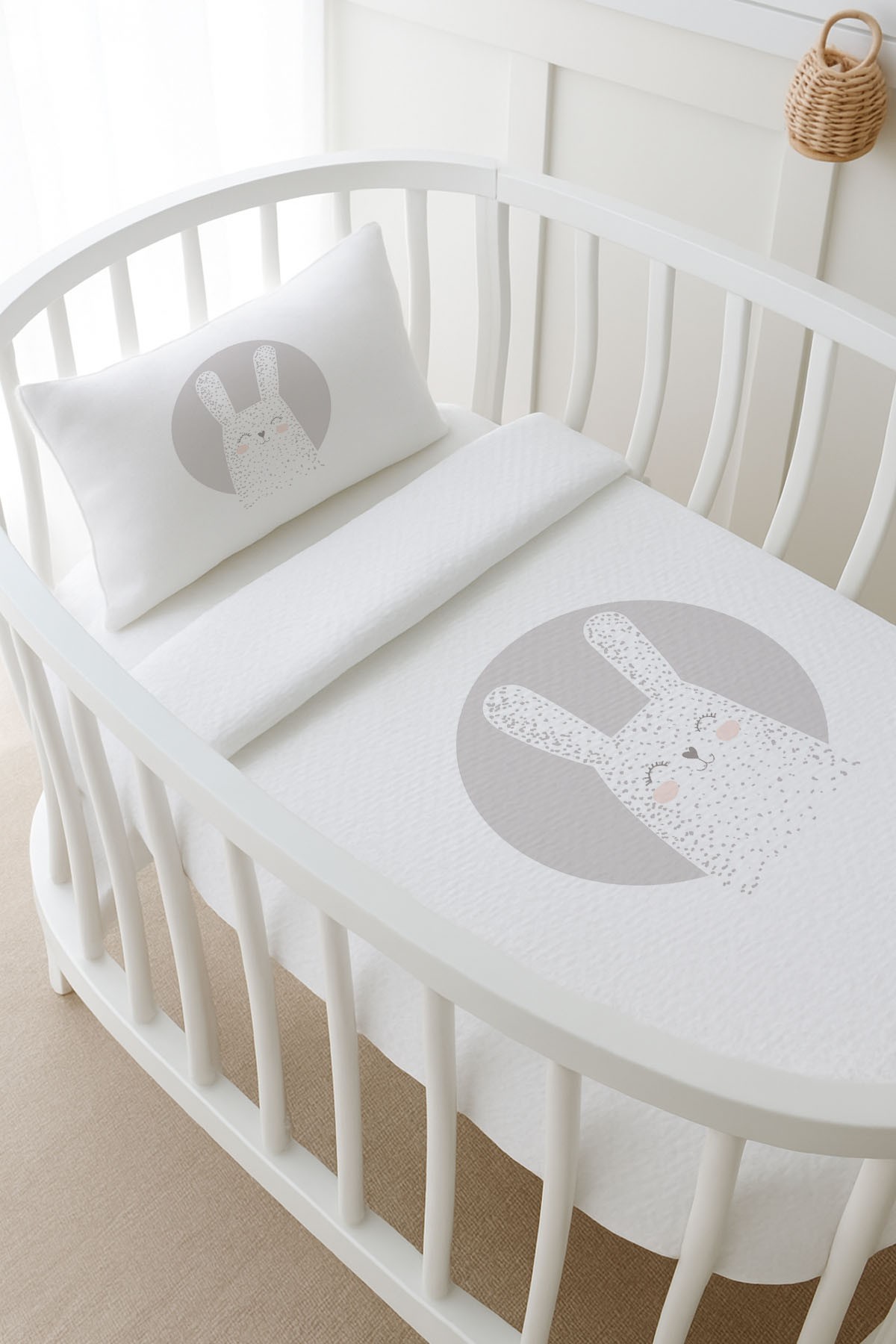 Pike Takımı - Pure Baby - Gri Zeminli Beyaz Tavşan