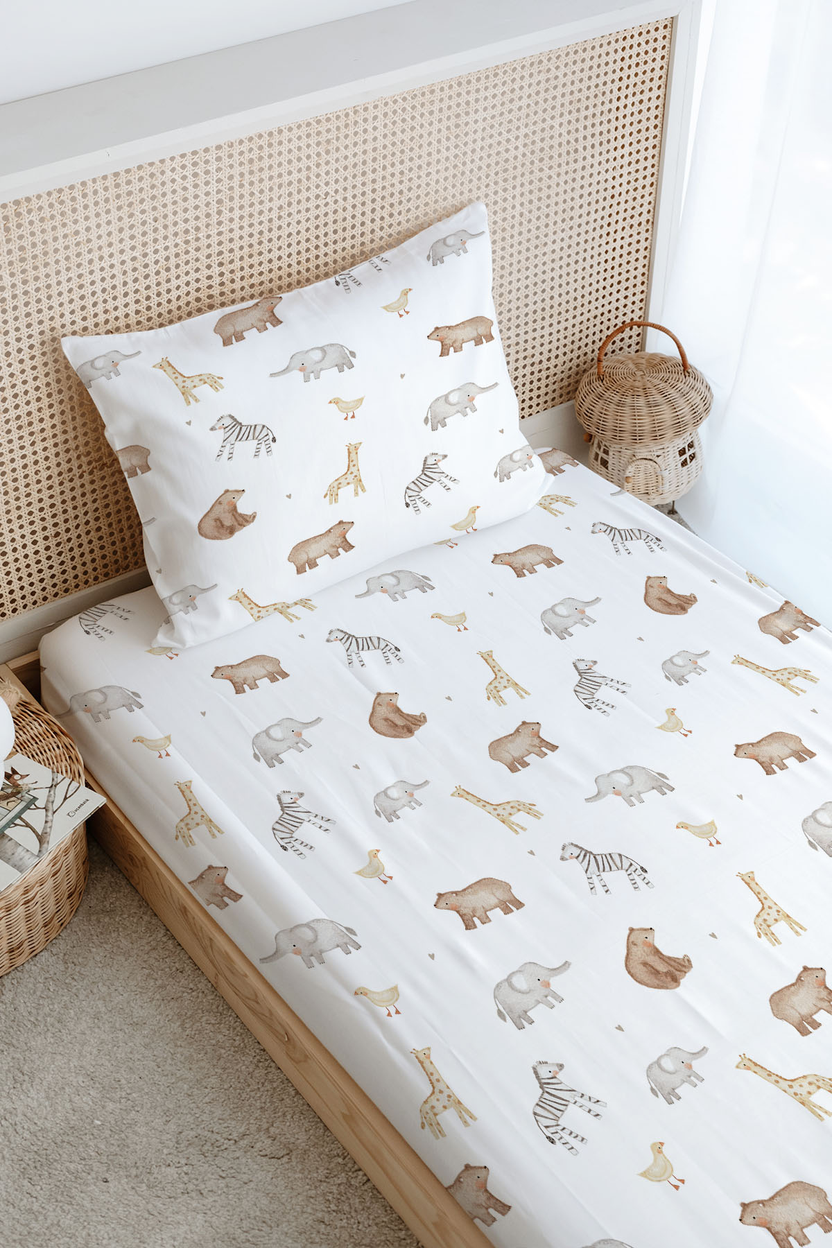 Tek Kişilik Lastikli Çarşaf Seti - Pureline Series - Cute Animals