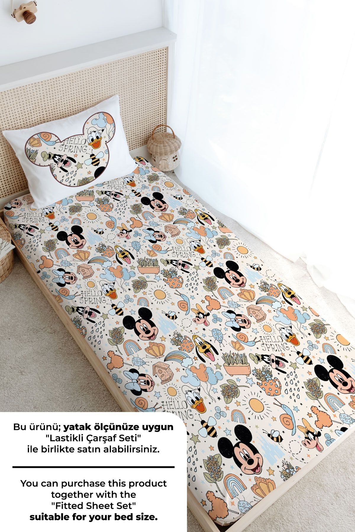 Tek Kişilik Nevresim Takımı (160x220) - Cartoon Serisi - Mickey ve Arkadaşları Pattern