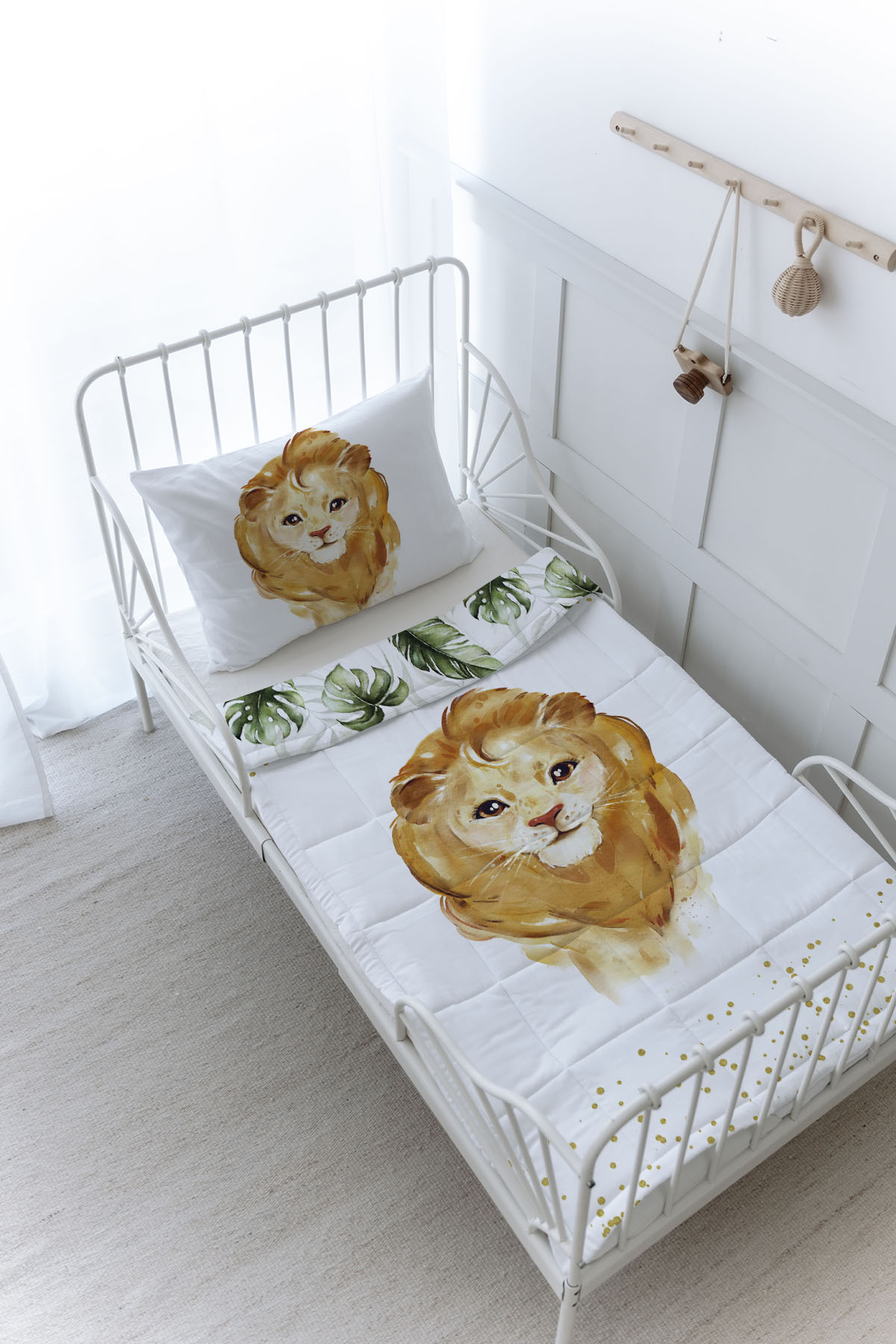Organik Baskılı Yorgan Seti - For Baby Serisi - Suluboya Aslan