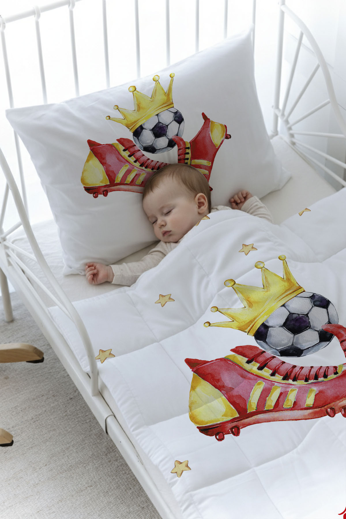 Organik Baskılı Yorgan Seti - For Baby Serisi - Sarı - Kırmızı