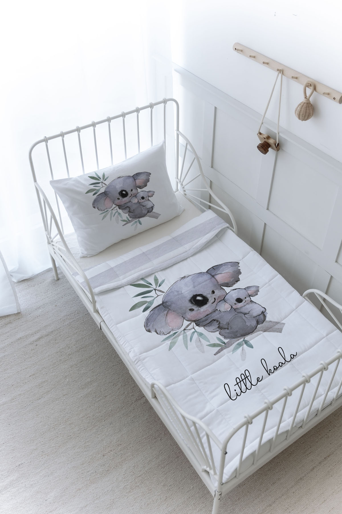 Organik Baskılı Yorgan Seti - Pure Baby Serisi - Bebek ve Anne Koala