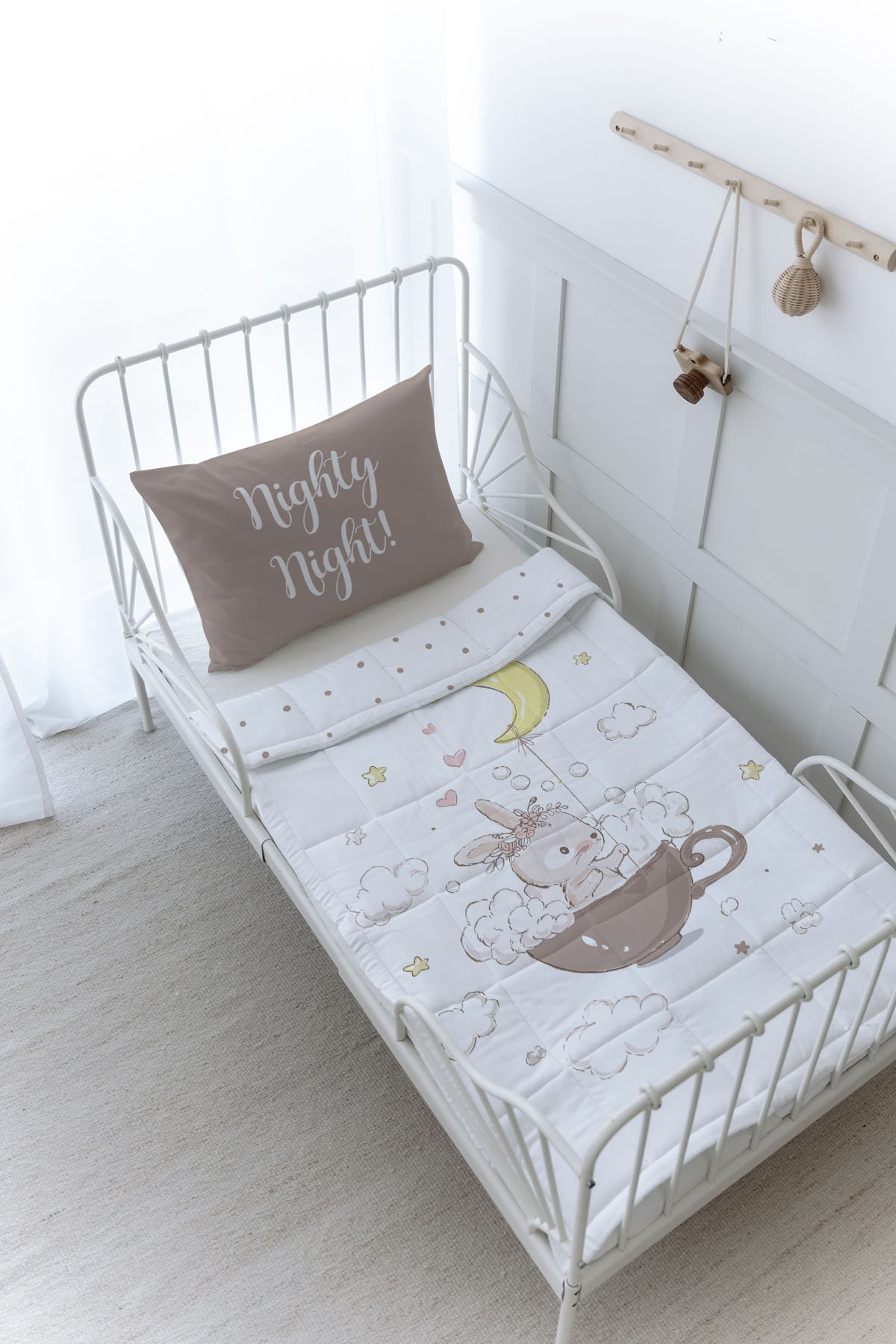 Organik Baskılı Yorgan Seti - Pure Baby Serisi - Bir Fincanda Tavşan