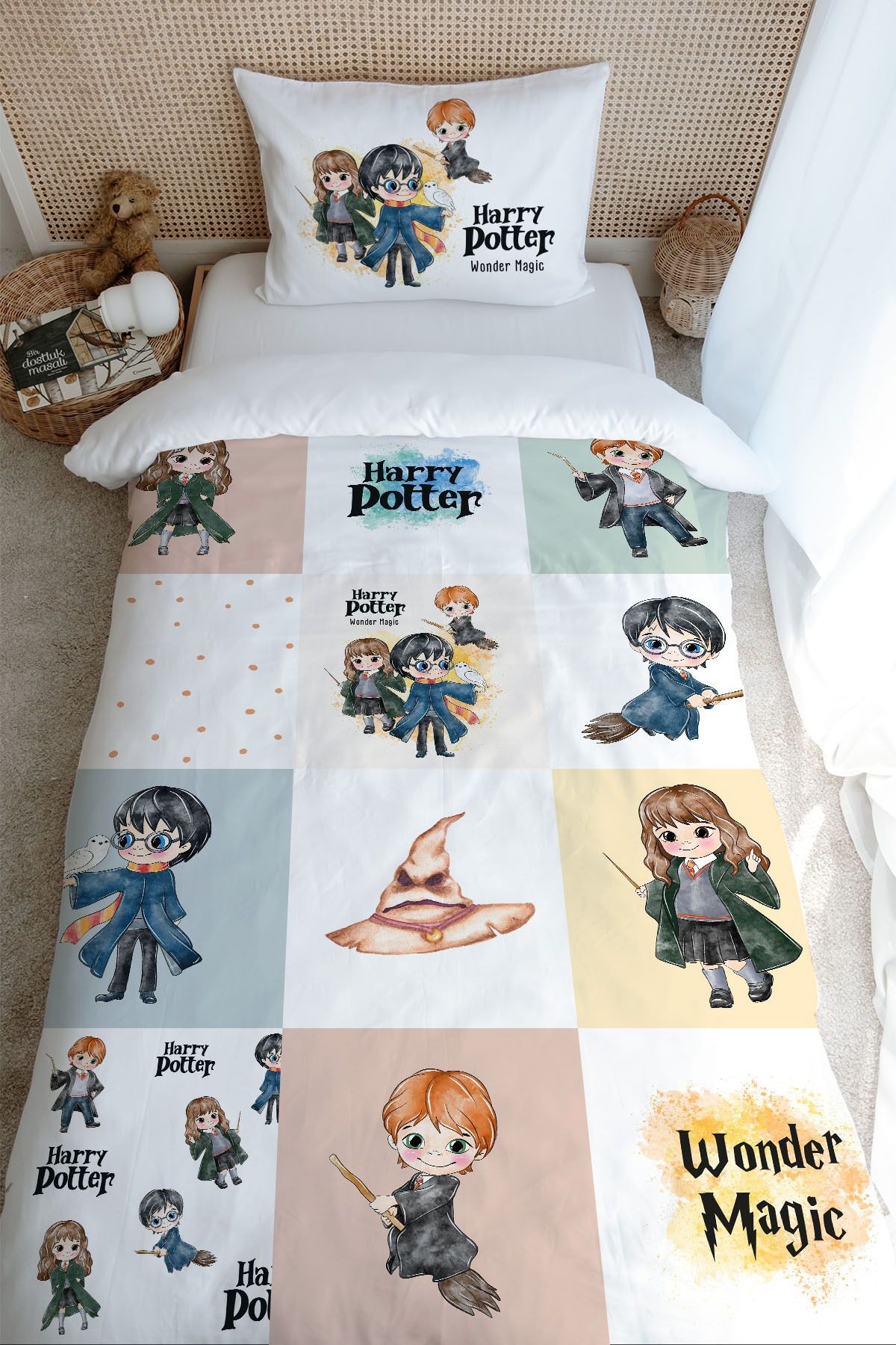 Tek Kişilik Nevresim Takımı (160x220) - Cartoon Serisi - Harry Potter Patchwork