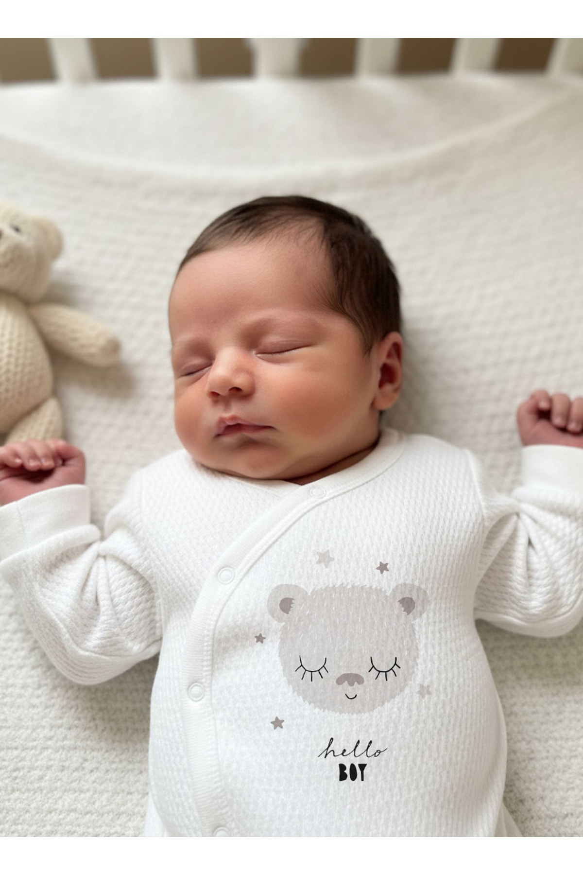 Jakarlı Tulum Şapka Eldiven - Pure Baby - Kız Bebek Ayıcık
