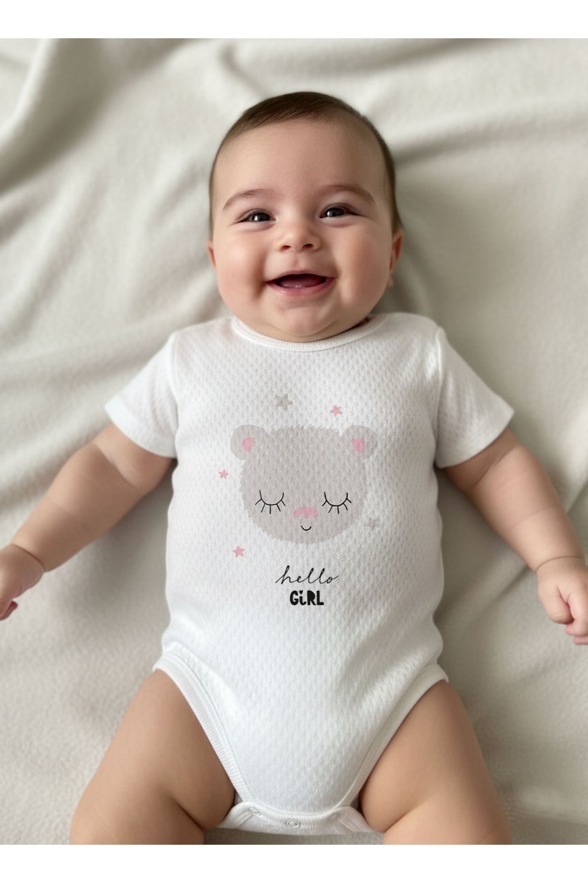 Jakarlı Body Şapka Eldiven - Pure Baby - Erkek Bebek Ayıcık