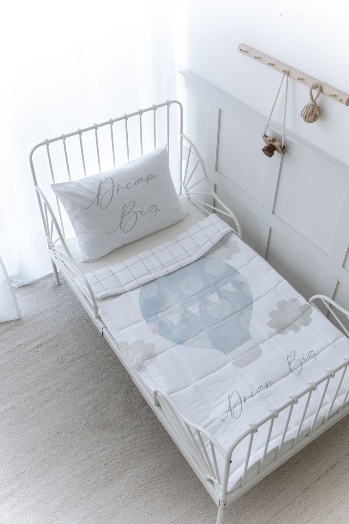 Organik Baskılı Yorgan Seti - Pure Baby Serisi - Bulutlu Mavi Hava Balonu