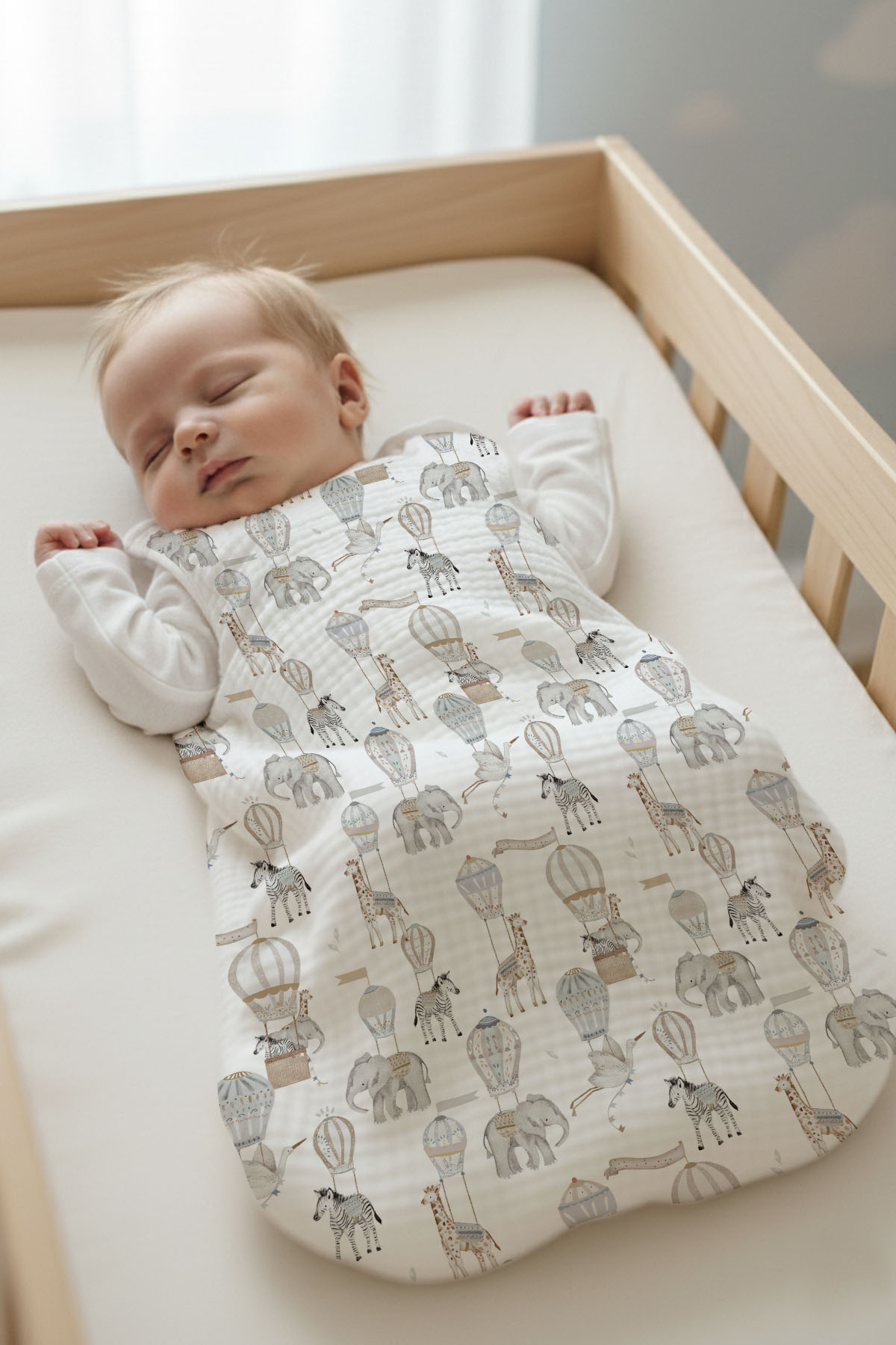 4 Kat Müslin Bebek Uyku Tulumu (0-18 Ay) - Pureline Series - Dreamland Safari