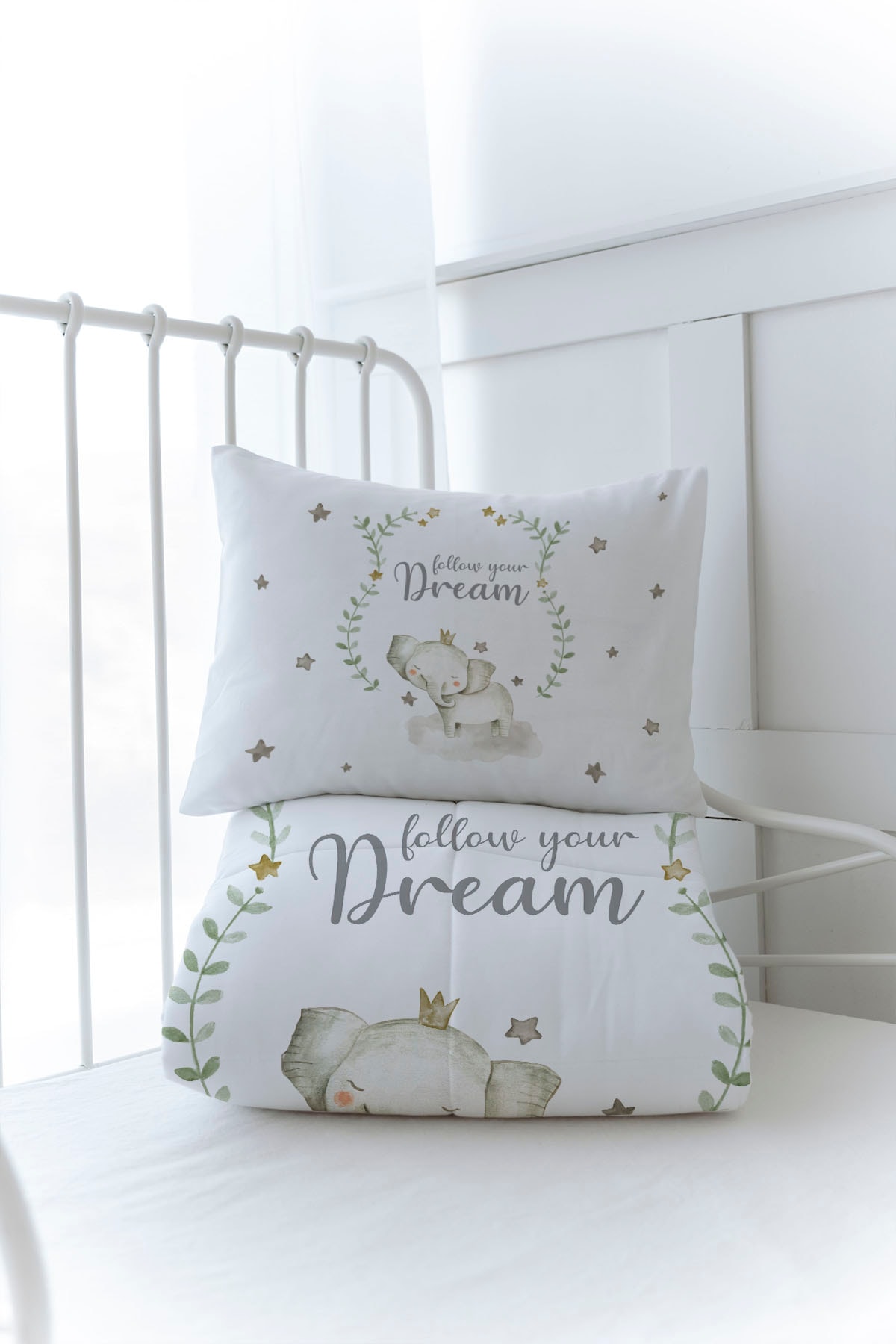 Organik Baskılı Yorgan Seti - For Baby Serisi - Damask Filli
