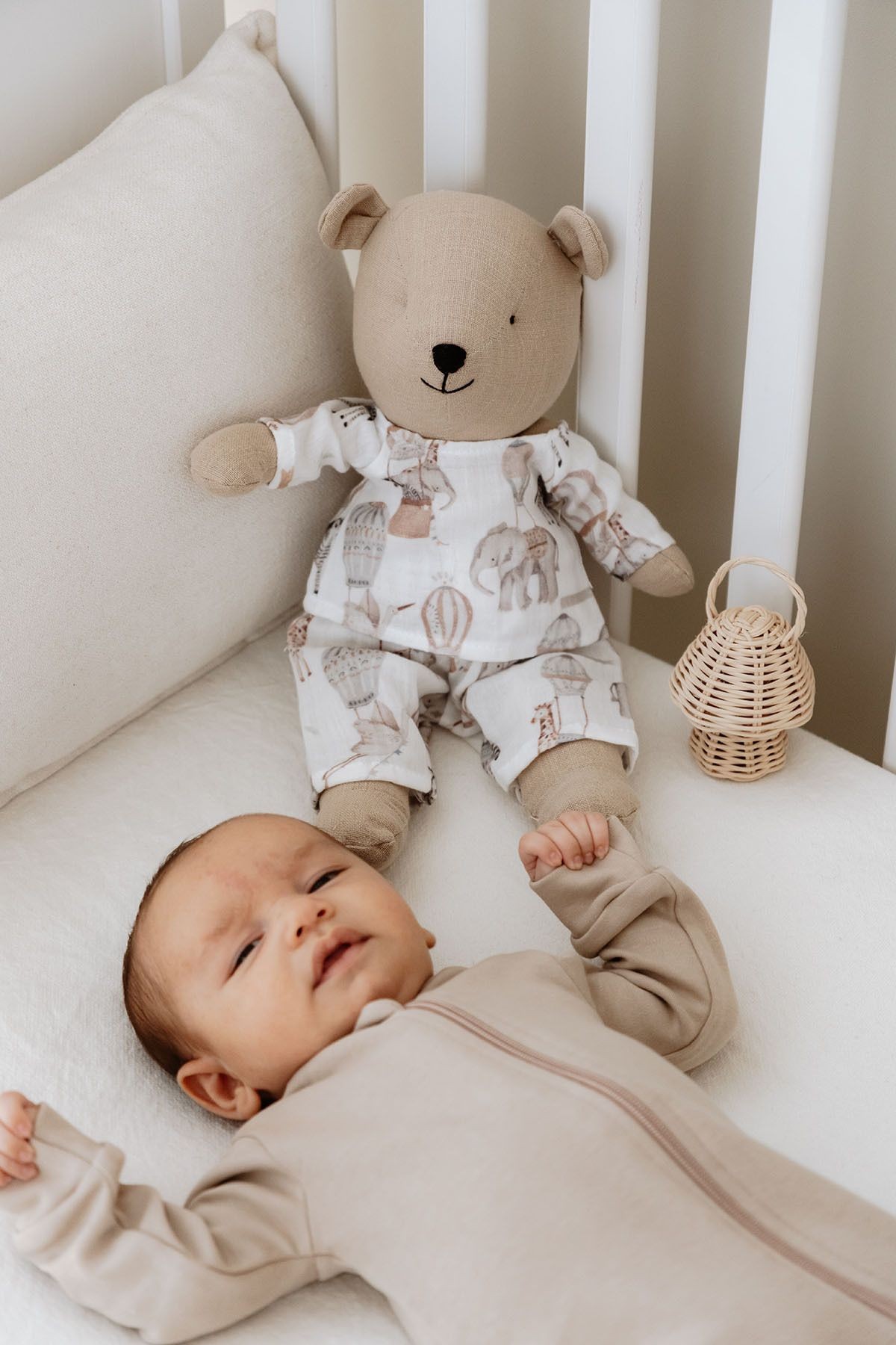 Fermuarlı Patikli Bebek Tulumu - Pureline Series - Vizon