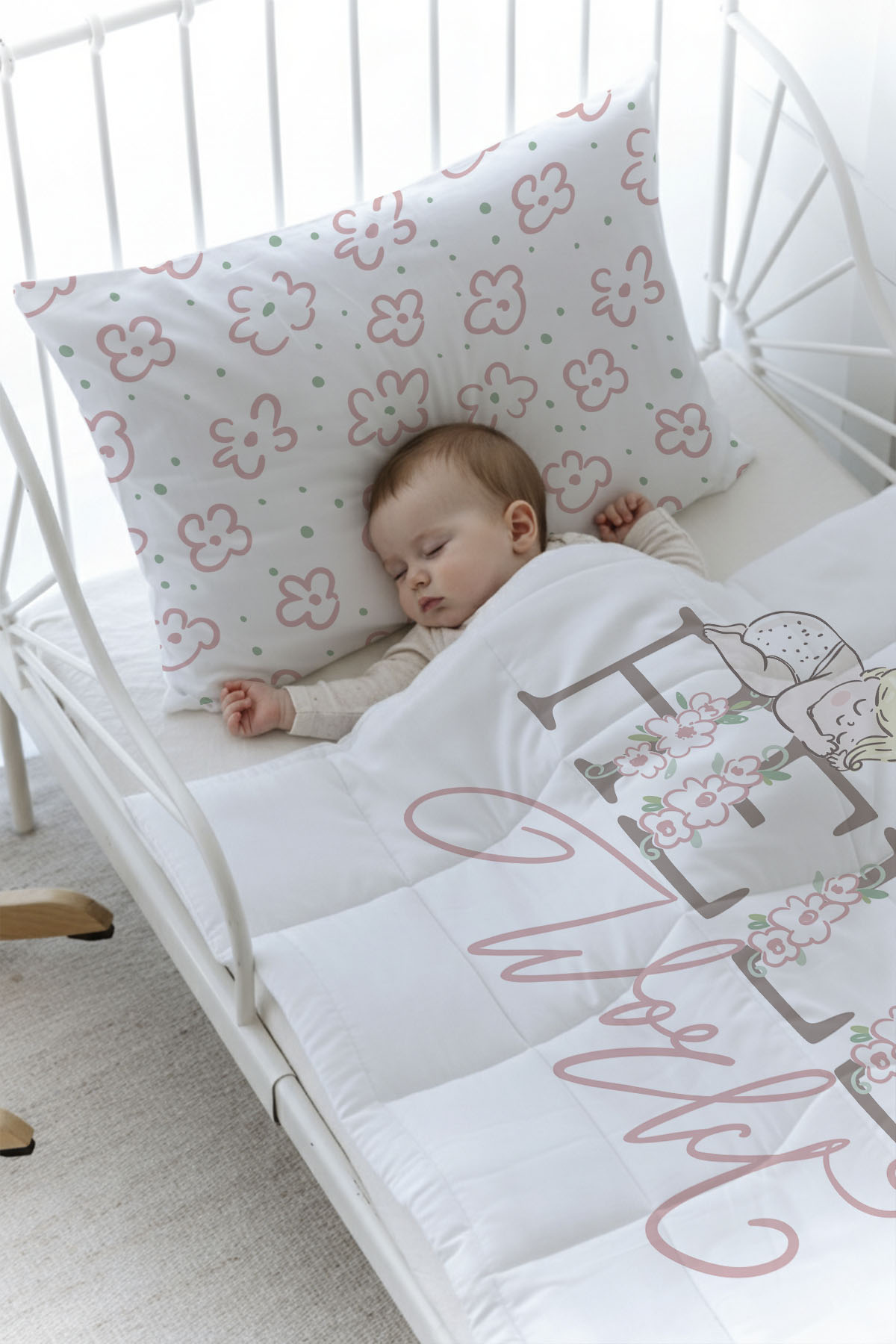 Organik Baskılı Yorgan Seti - Pure Baby Serisi - Hello World